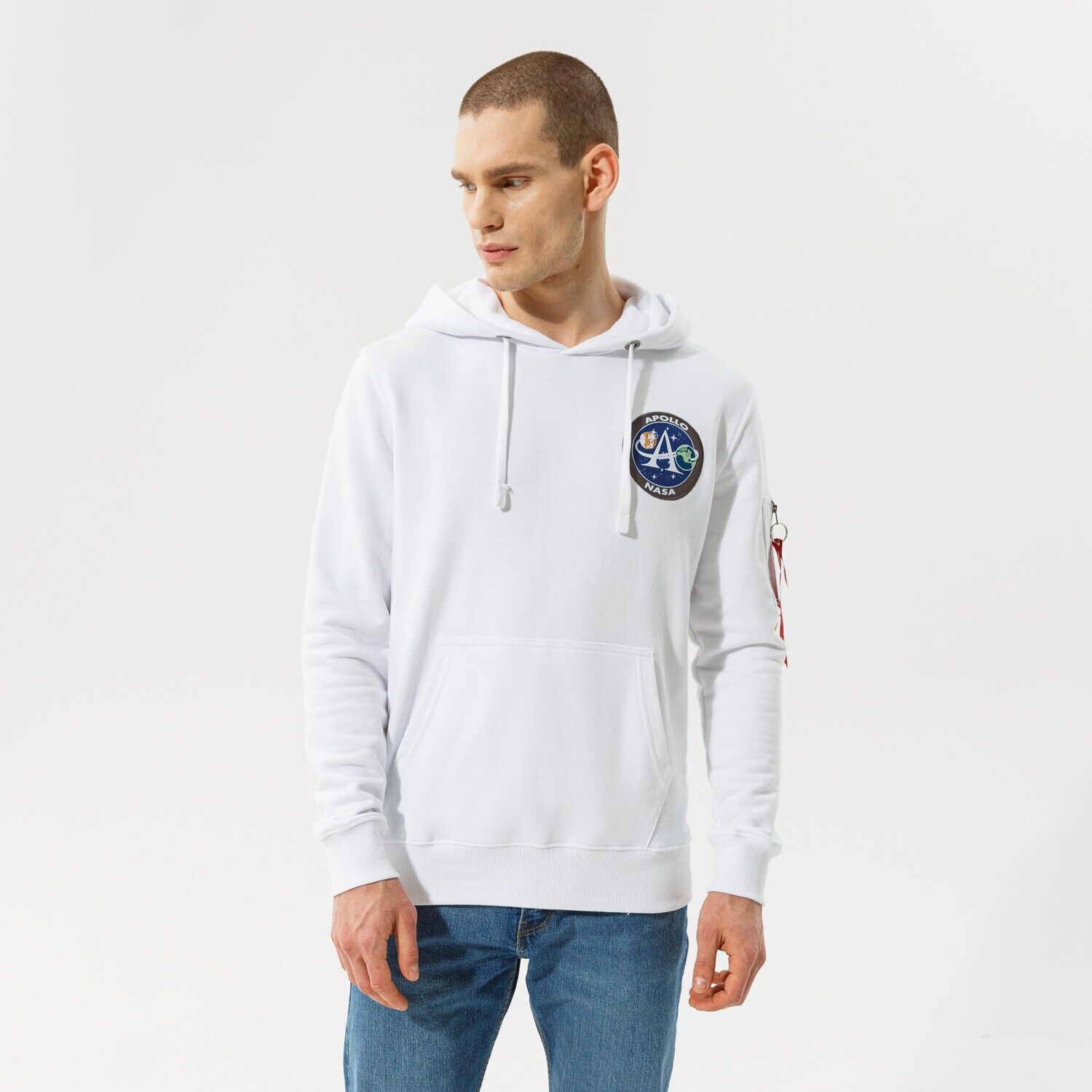 Bărbați bluză ALPHA INDUSTRIES BLUZĂ CU GLUGĂ APOLLO MISSION HOODY 10633809 Alb