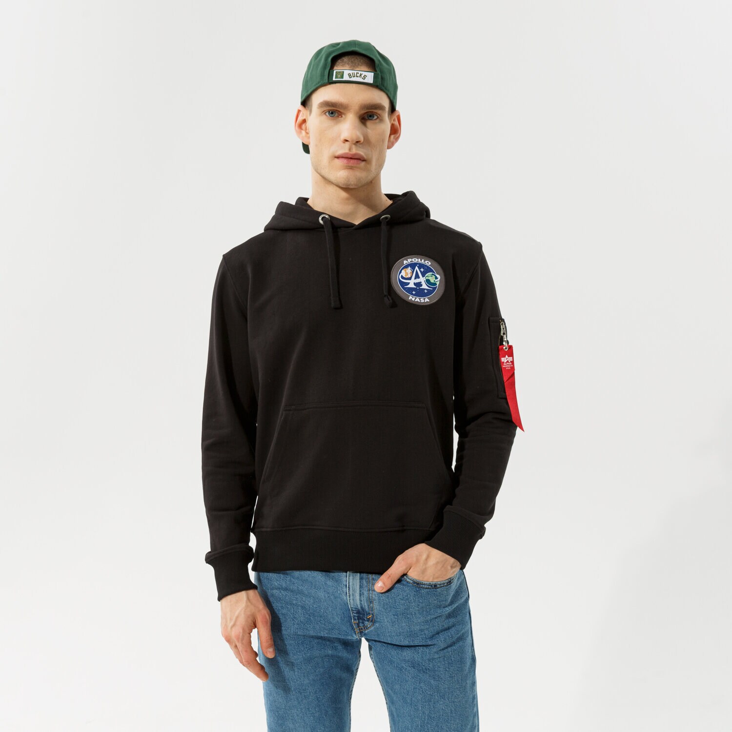 Bărbați bluză ALPHA INDUSTRIES BLUZĂ CU GLUGĂ APOLLO MISSION HOODY 10633803 Negru