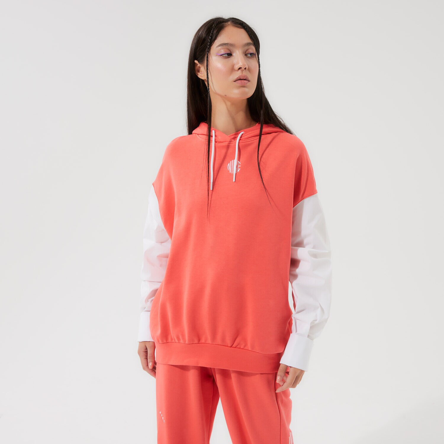 Femei bluză NIKE BLUZĂ CU GLUGĂ W NSW ICN CLSH FLC GX HOODIE DD5052-814 corai