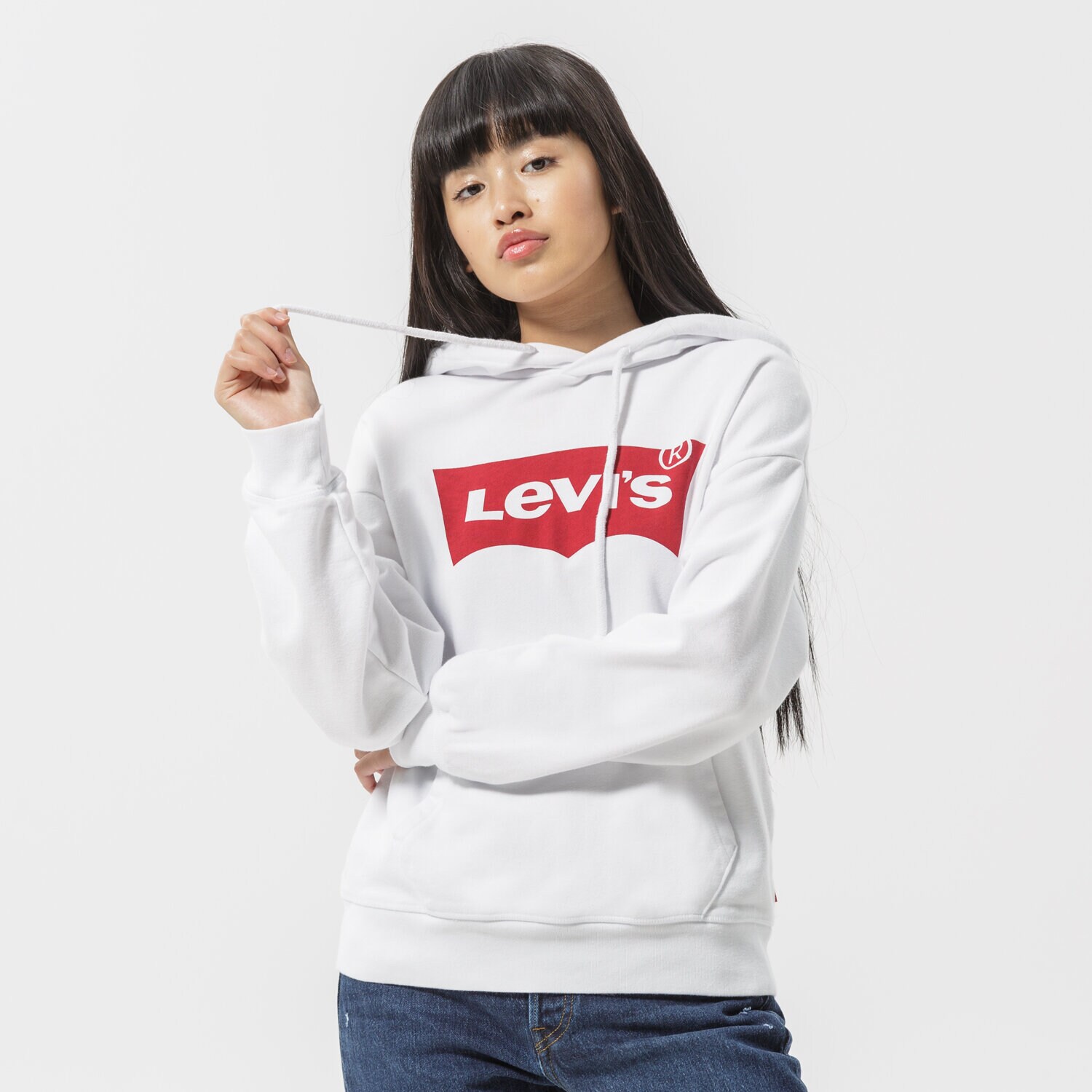Femei bluză LEVI'S BLUZĂ CU GLUGĂ GRAPHIC STANDARD HOODIE 18487-0024 Alb