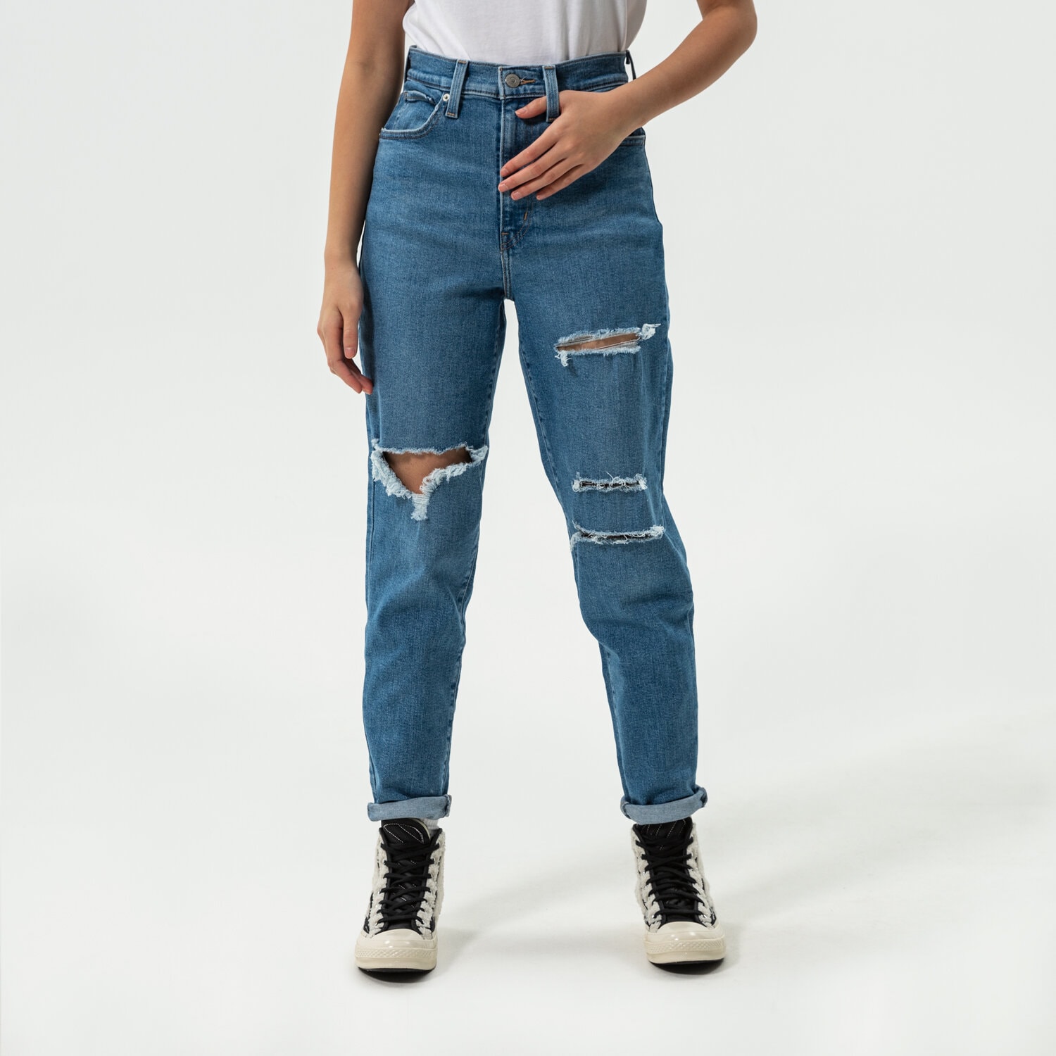 Femei pantaloni LEVI'S PANTALONI  HIGH WAISTED MOM JEAN 26986-0016 Albastru
