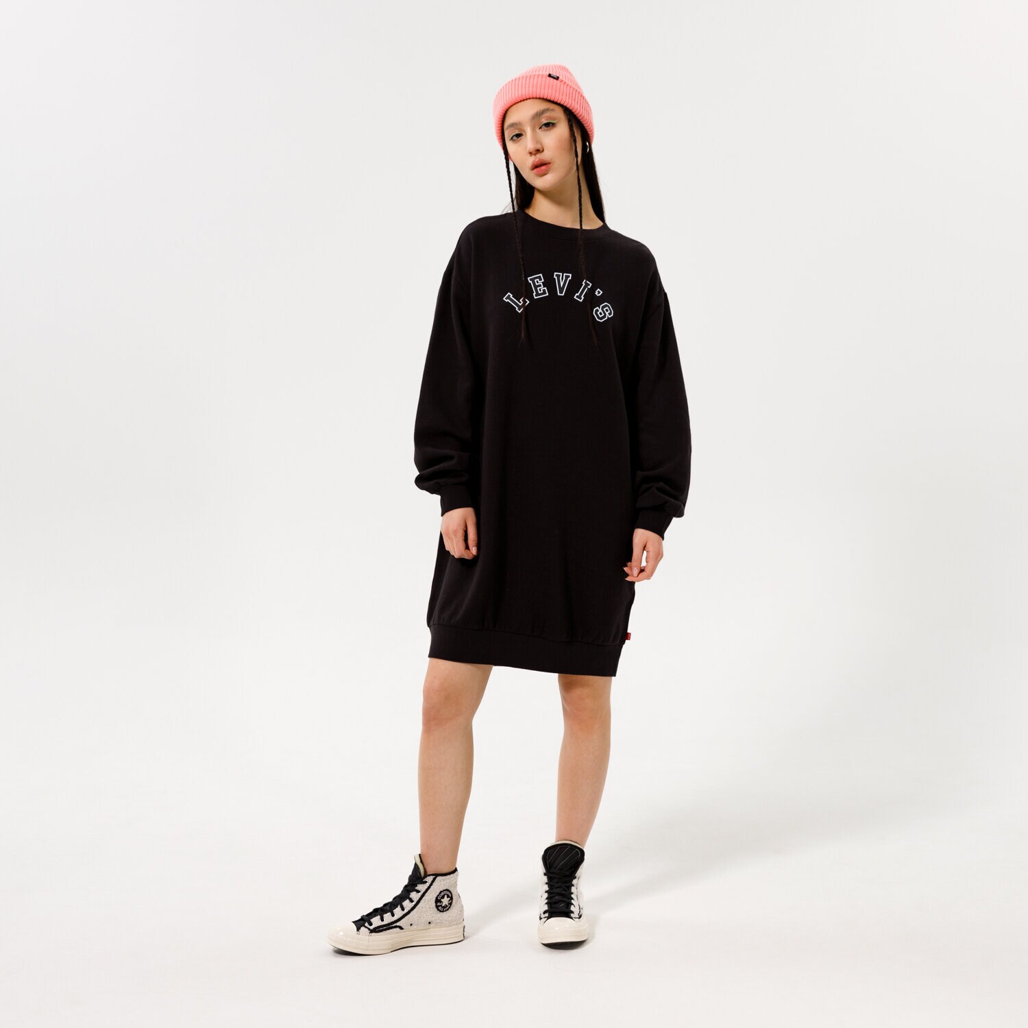 Femei rochii și fuste LEVI'S ROCHIE YUNA SWEATSHIRT TRENINGS A0834-0003 Negru
