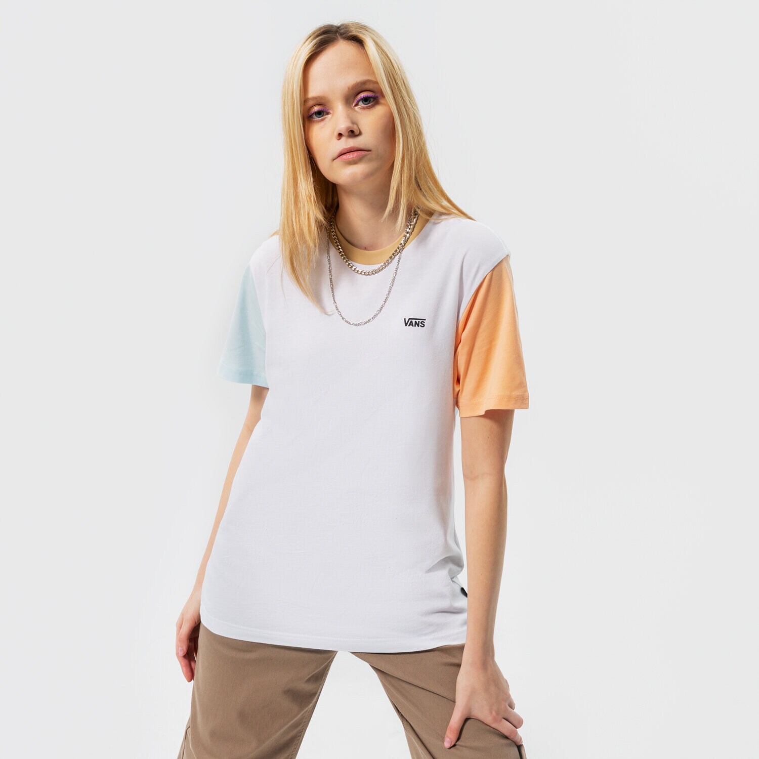 Femei tricou VANS TRICOU LEFT CHEST COLORBLOCK EM VN0A7RSQWTM1 Alb