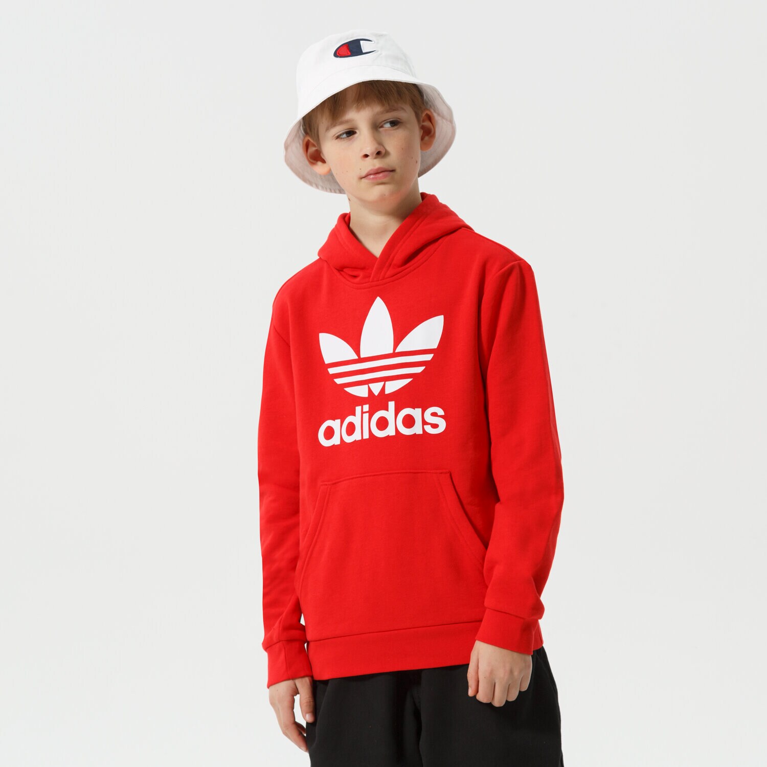 Copii bluză ADIDAS BLUZĂ CU GLUGĂ TREFOIL HOODIE BOY HD2020 Roșu