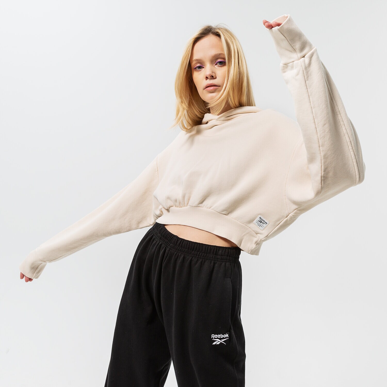 Femei bluză REEBOK BLUZĂ CU GLUGĂ CL RBK ND CROP HOODIE H46795 Roz
