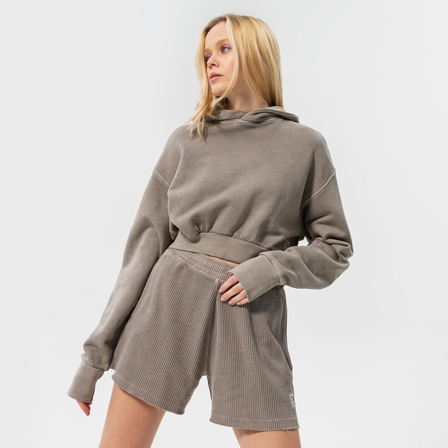 Femei bluză REEBOK BLUZĂ CU GLUGĂ CL RBK ND CROP HOODIE HB8622 Gri