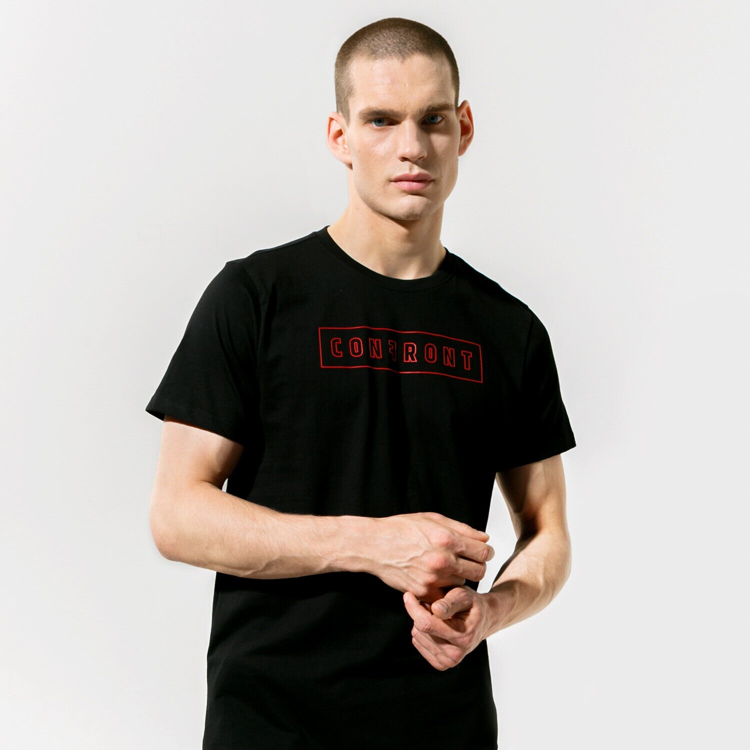 Bărbați tricou CONFRONT TRICOU BOX LOGO TEE BLK CF121TSM43002 Negru