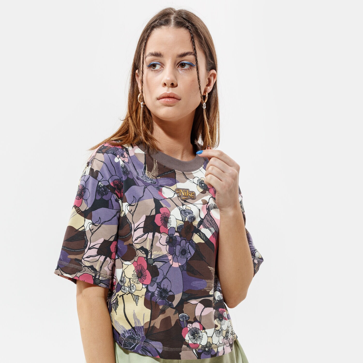 Femei tricou NIKE TRICOU W NSW FEMME TOP SS AOP DC5503-004 Gri