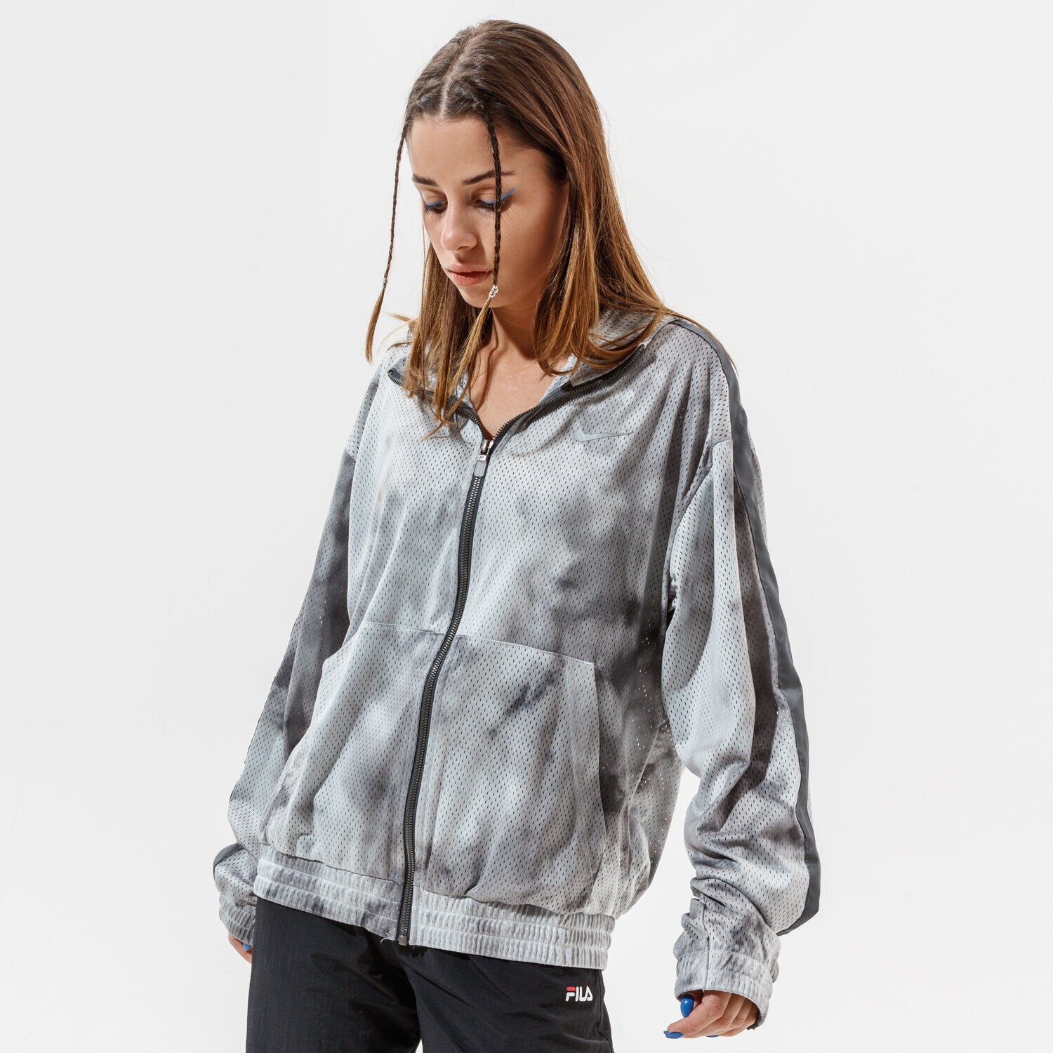 Femei jachetă NIKE JACHETĂ W NSW ICN CLSH JKT MESH AOP CZ9318-084 Gri