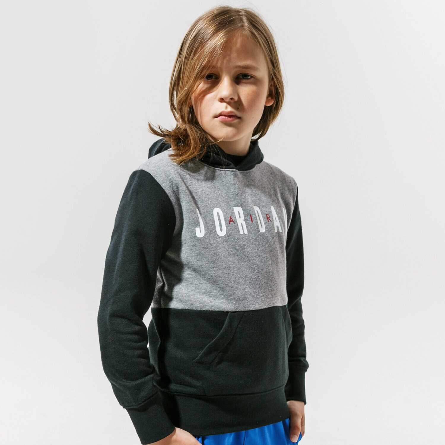 Copii bluză JORDAN BLUZĂ CU GLUGĂ JDB JUMPMAN AIR FT PO BOY 95A287-GEH Gri