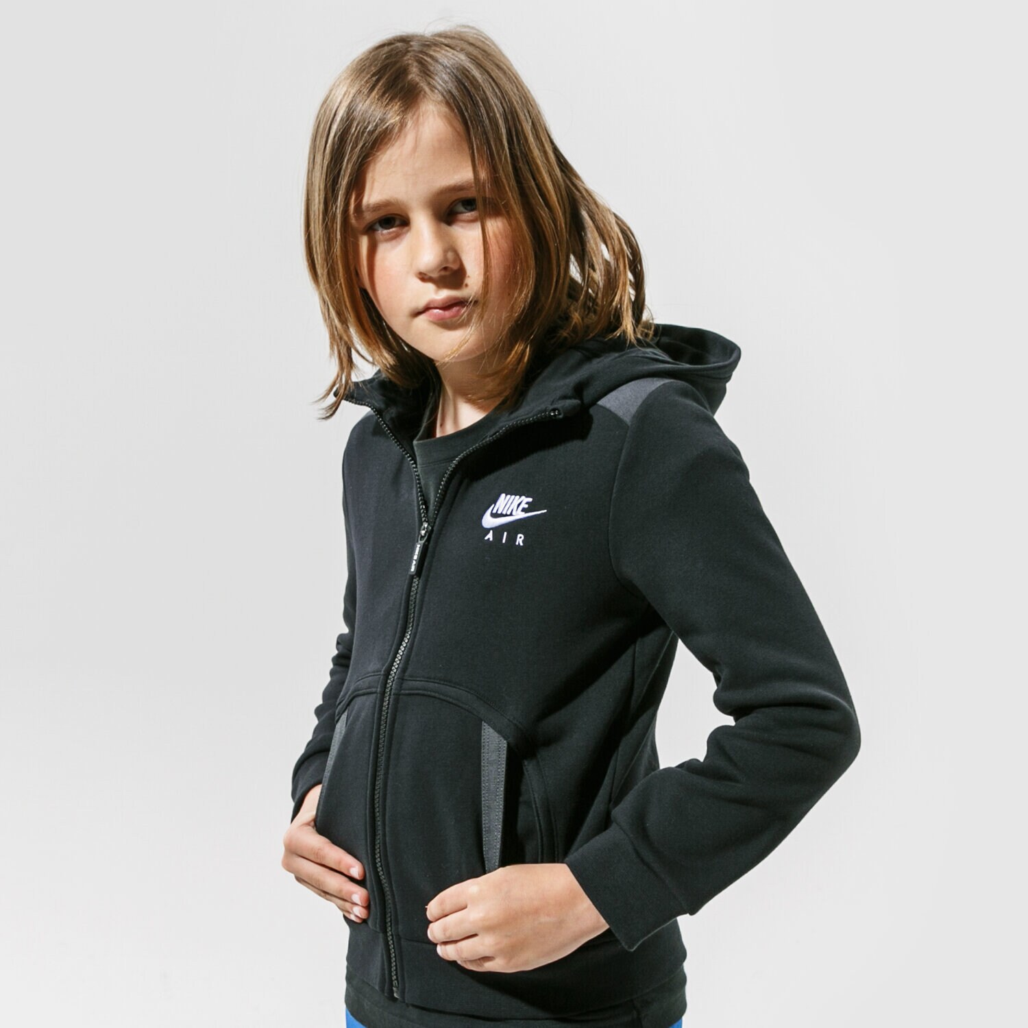 Copii bluză NIKE BLUZĂ CU GLUGĂ AIR DA0699-010 Negru