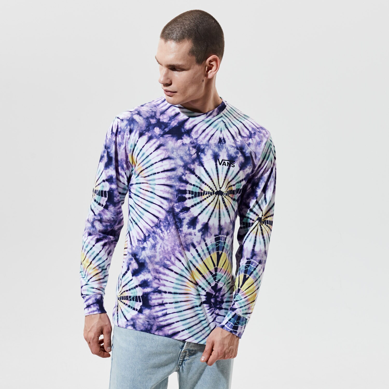 Bărbați tricou VANS TRICOU MN VANS BURST TIE DYE LS ENGLISH LAVENDER VN0A54D5Z711 Mulicolor