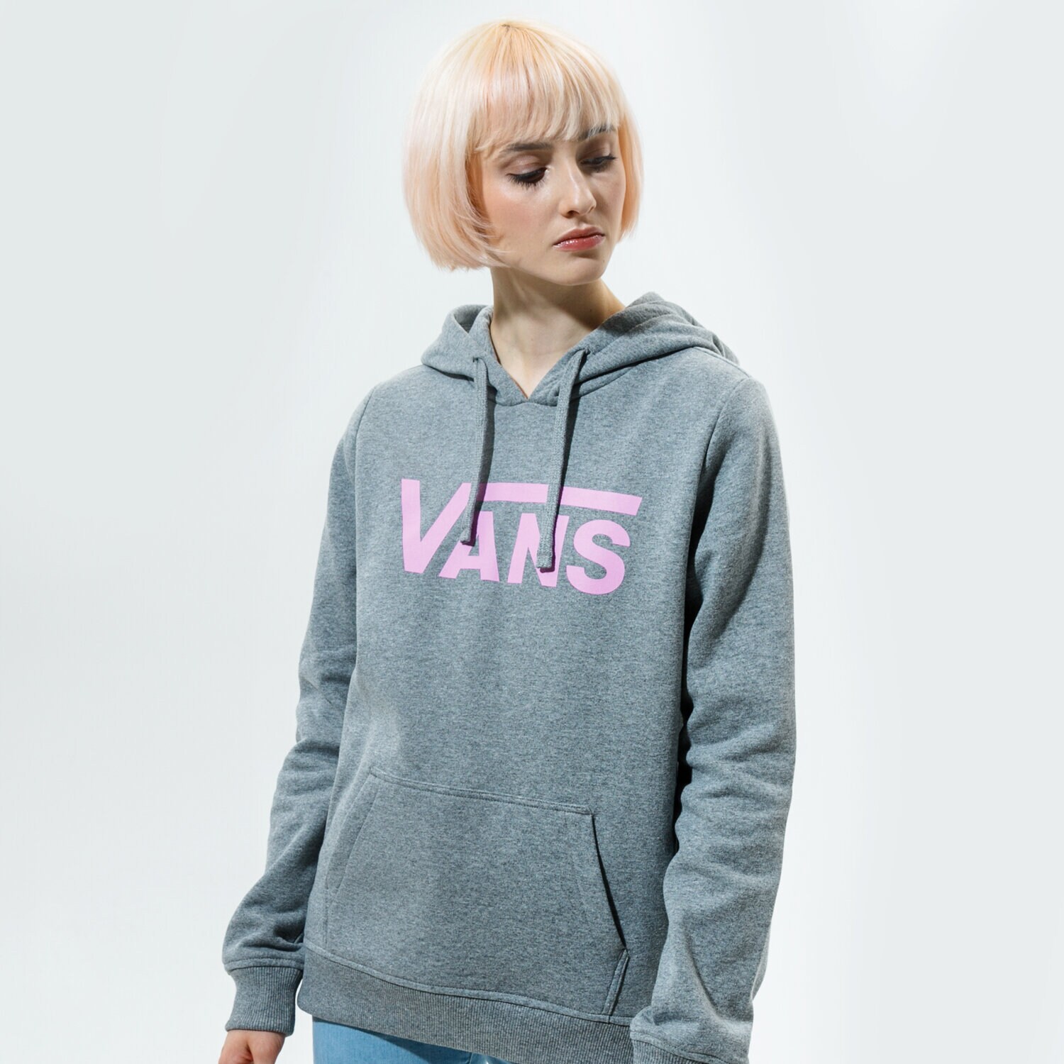 Femei bluză VANS BLUZĂ CU GLUGĂ WM CLASSIC V II HOODIE CEMENT HEATHER VN0A53OV02F1 Gri