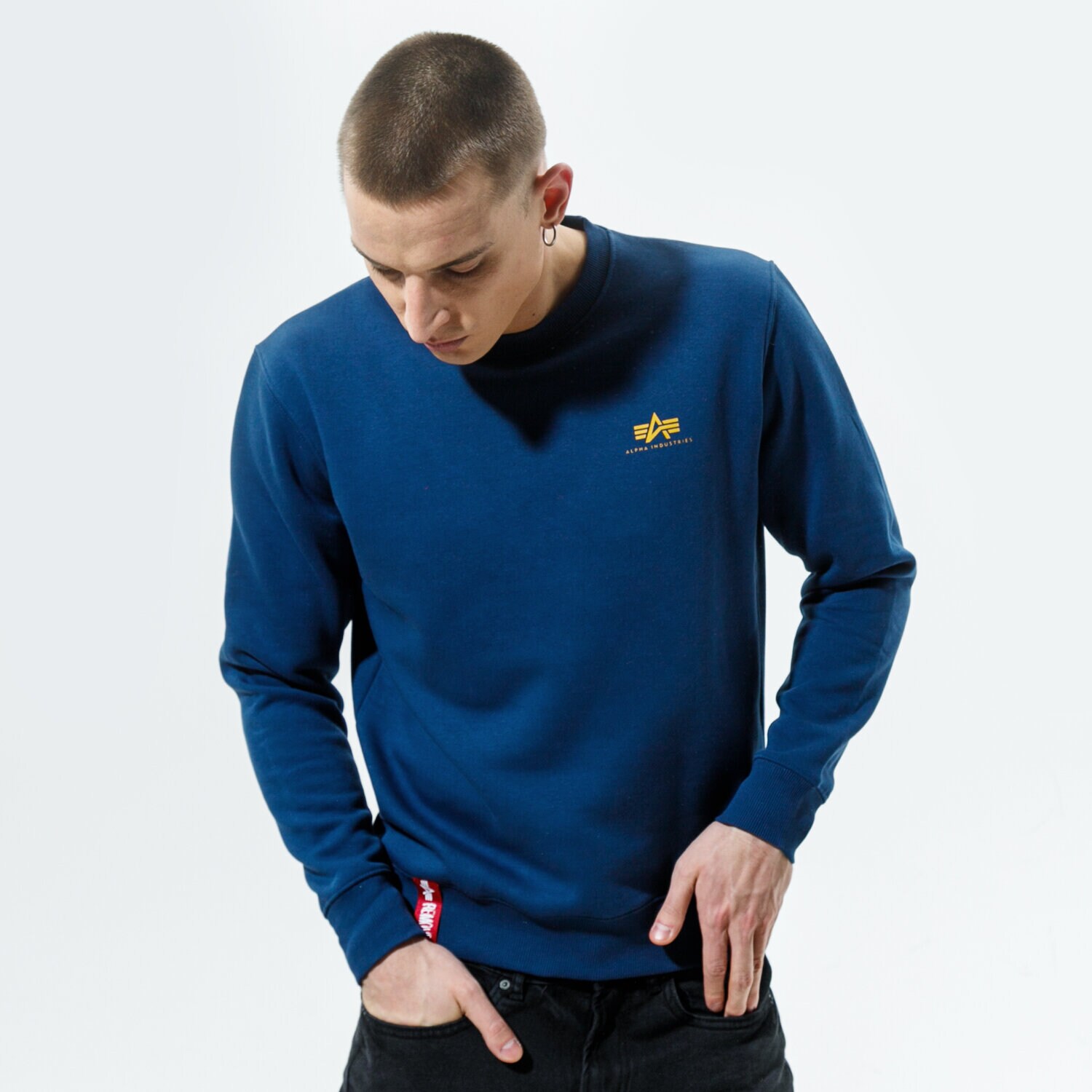 Bărbați bluză ALPHA INDUSTRIES BLUZĂ BASIC SWEATER SMALL LOGO 188307-435 Bleumarin