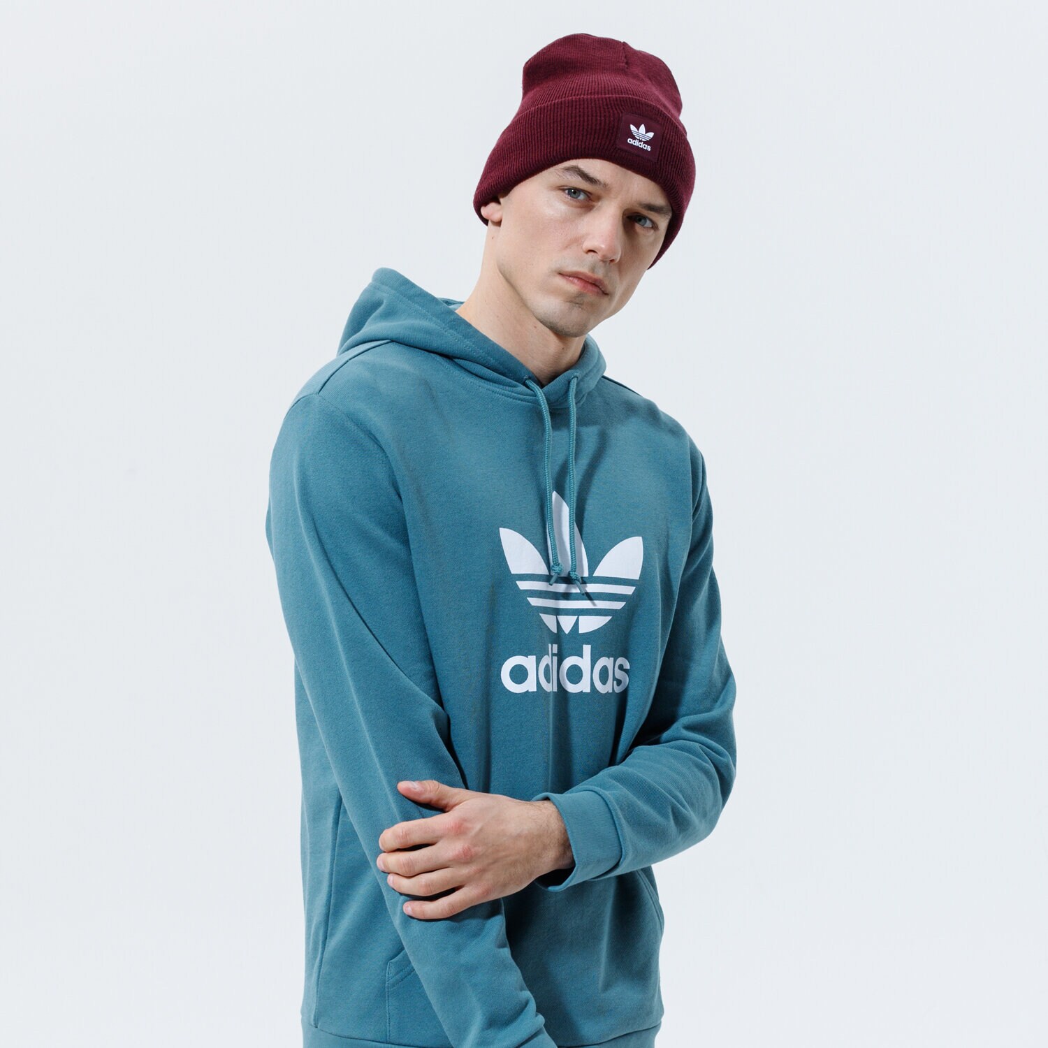 Bărbați bluză ADIDAS BLUZĂ CU GLUGĂ TREFOIL HOODIE GN3461 Albastru