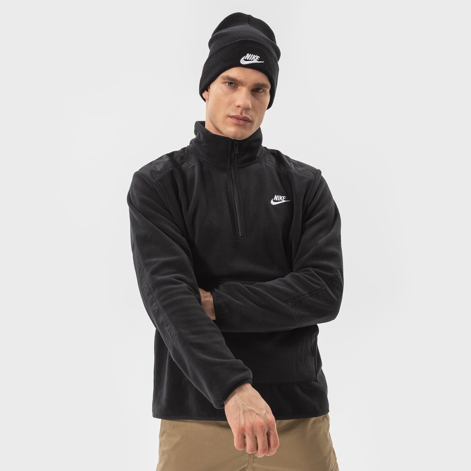 Bărbați bluză NIKE BLUZĂ M NSW SPE+ FLC HZ WINTER DD4870-010 Negru