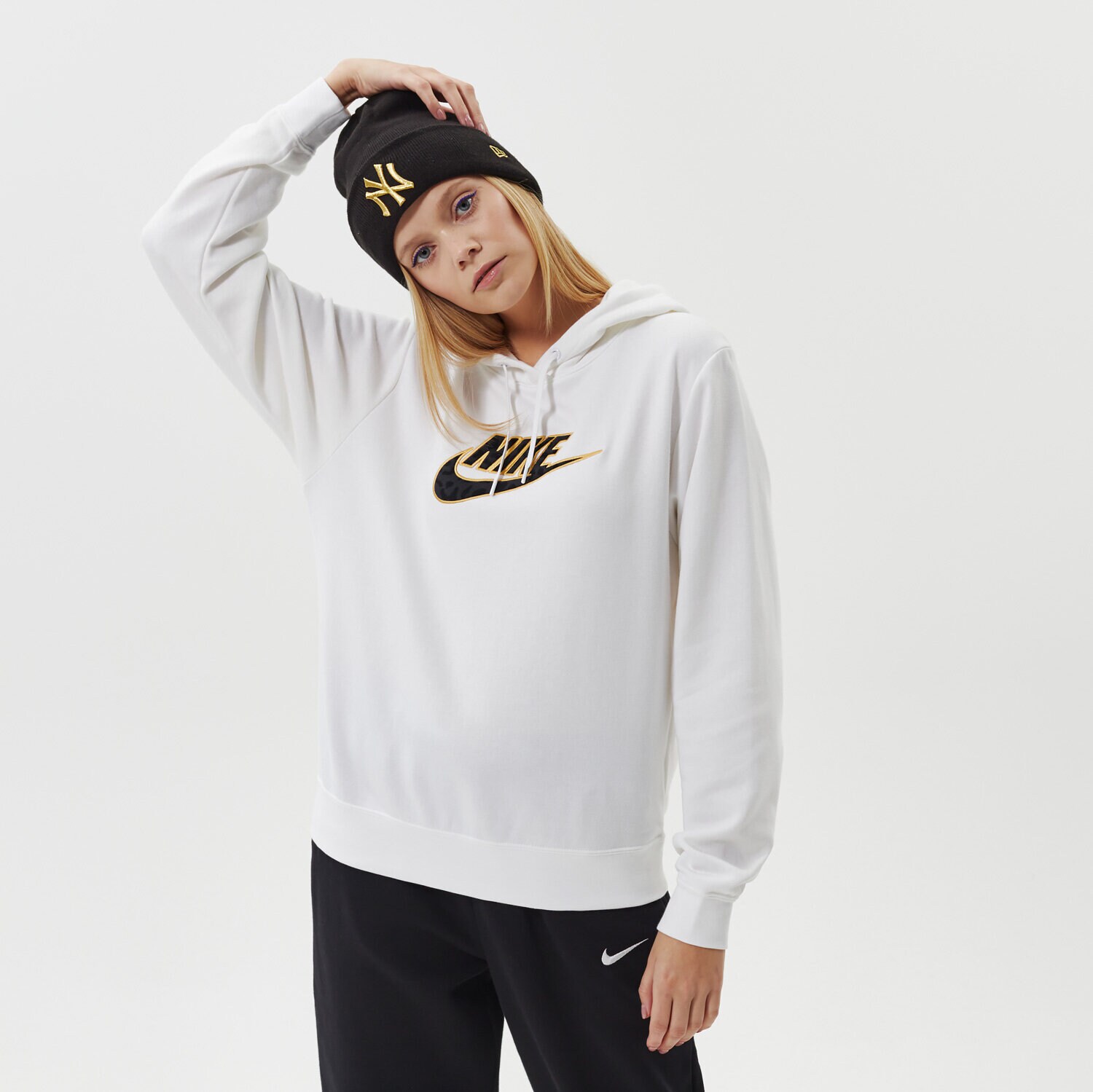 Femei bluză NIKE BLUZĂ CU GLUGĂ W NSW FLC GX PRNT HOODIE FTRA DD5838-100 Alb