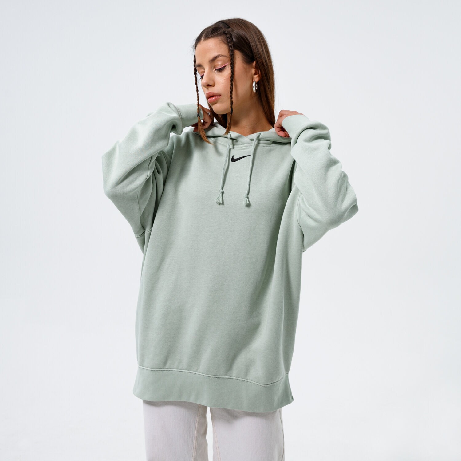 Femei bluză NIKE BLUZĂ CU GLUGĂ W NSW ESSNTL CLCTN FLC OS HD DJ7668-017 Verde