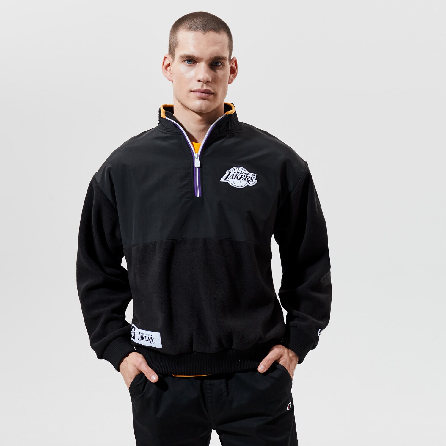 Bărbați bluză NEW ERA POLAR NBA 1/4 ZIP FLEECE LAKERS LOS ANGELES LAKERS B 12553331 Negru