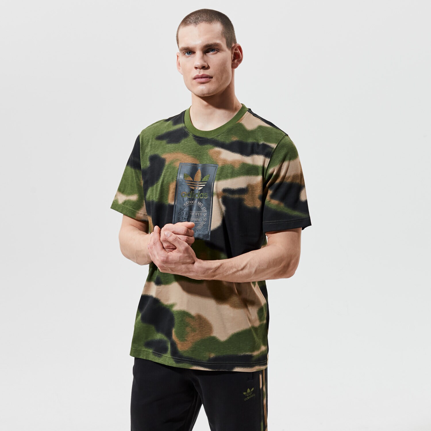 Bărbați tricou ADIDAS TRICOU CAMO AOP TONGUE GN1863 Kaki