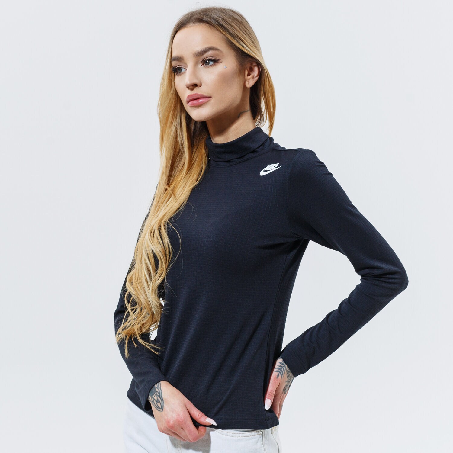 Femei tricou NIKE TRICOU W NSW TOP LS MOCK UU DD3609-010 Negru