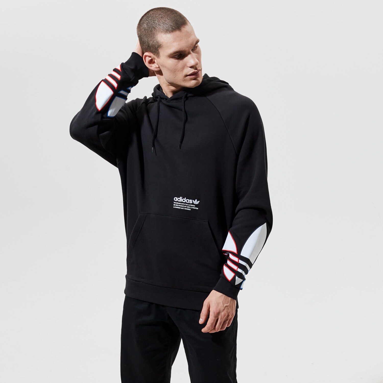 Bărbați bluză ADIDAS  BLUZĂ CU GLUGĂ TRICOL HOODY GN3570 Negru