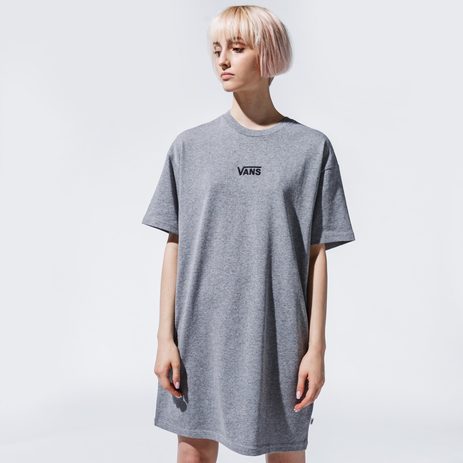 Femei rochii și fuste VANS ROCHIE WM CENTER VEE TEE TRENINGS CEMENT HEATHER VN0A4RU202F1 Gri