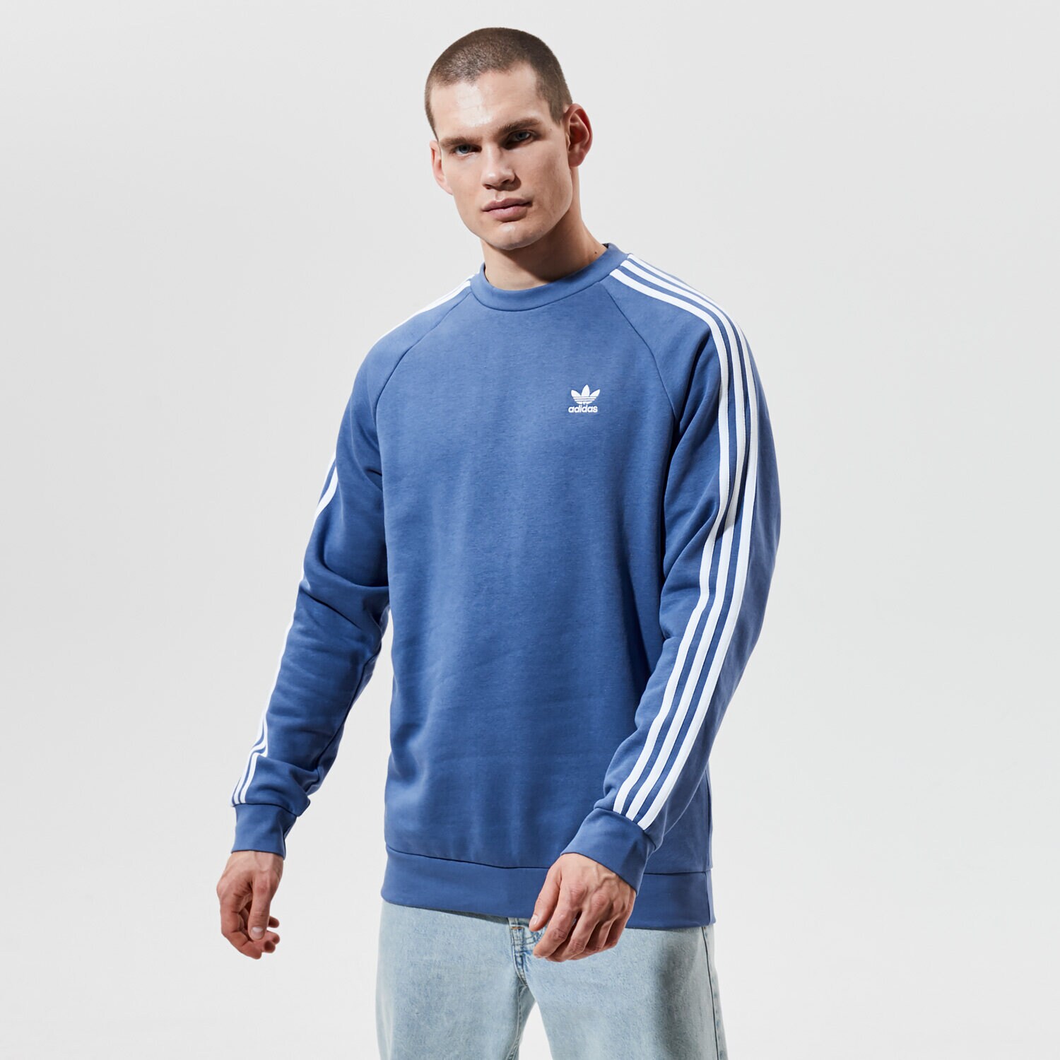 Bărbați bluză ADIDAS BLUZĂ 3-STRIPES CREW GN3482 Albastru