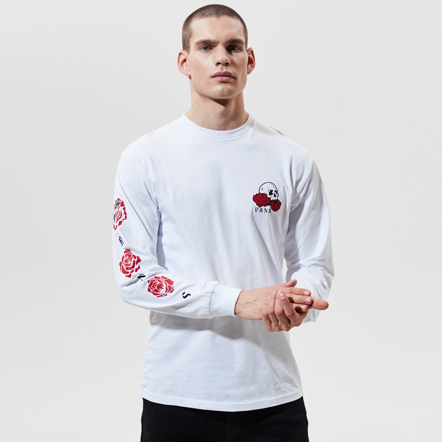 Bărbați tricou VANS TRICOU MN ROSE BED LS WHITE VN0A54DMWHT1 Alb