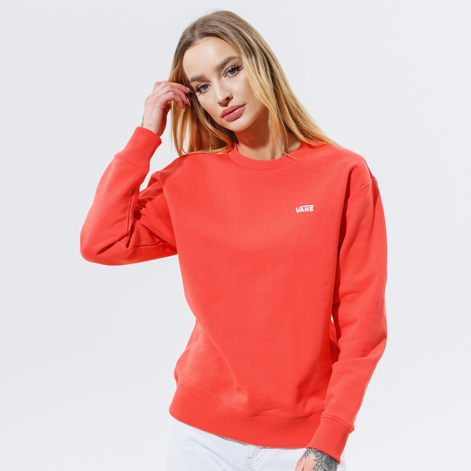 Femei bluză VANS BLUZĂ WM FLYING V BF FT CREW HOT CORAL VN0A5AQ1LM31 Portocaliu
