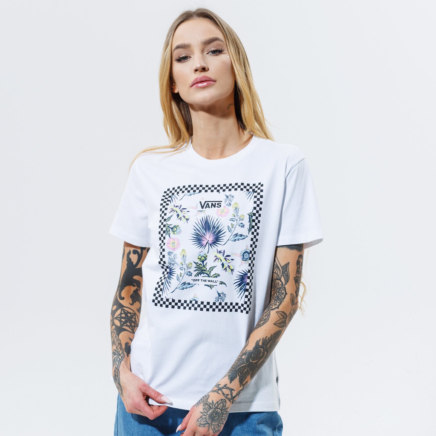 Femei tricou VANS TRICOU WM BORDER FLORAL BF WHITE VN0A5ARLWHT1 Alb