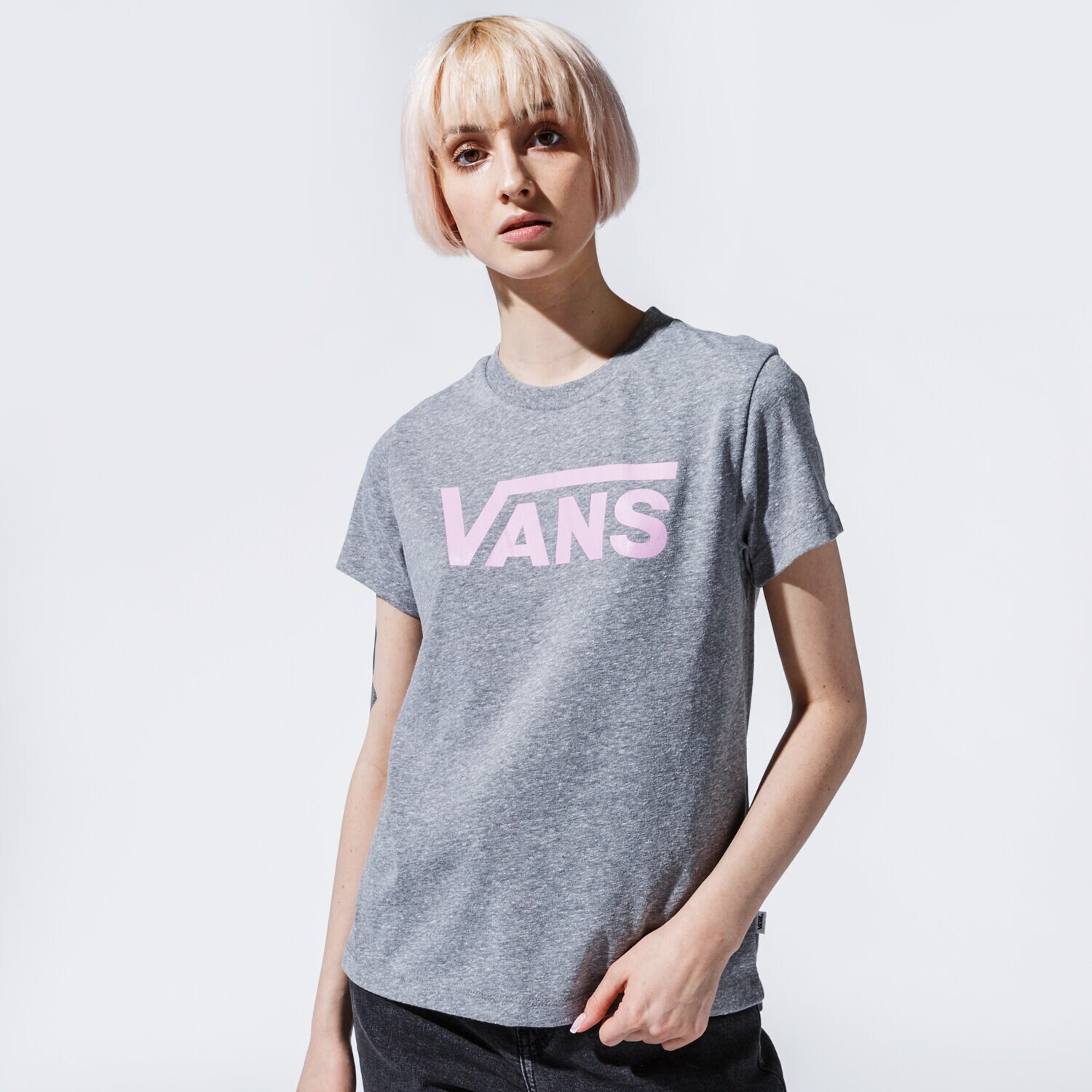Femei tricou VANS TRICOU WM FLYING V CREW TEE CEMENT HEATHER/ORCHID VN0A3UP4ZFD1 Gri