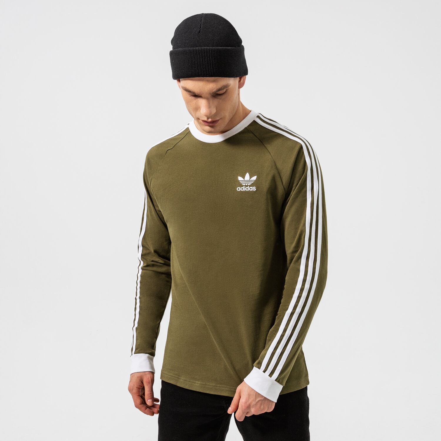 Bărbați tricou ADIDAS TRICOU 3-STRIPES LS T H37779 Kaki
