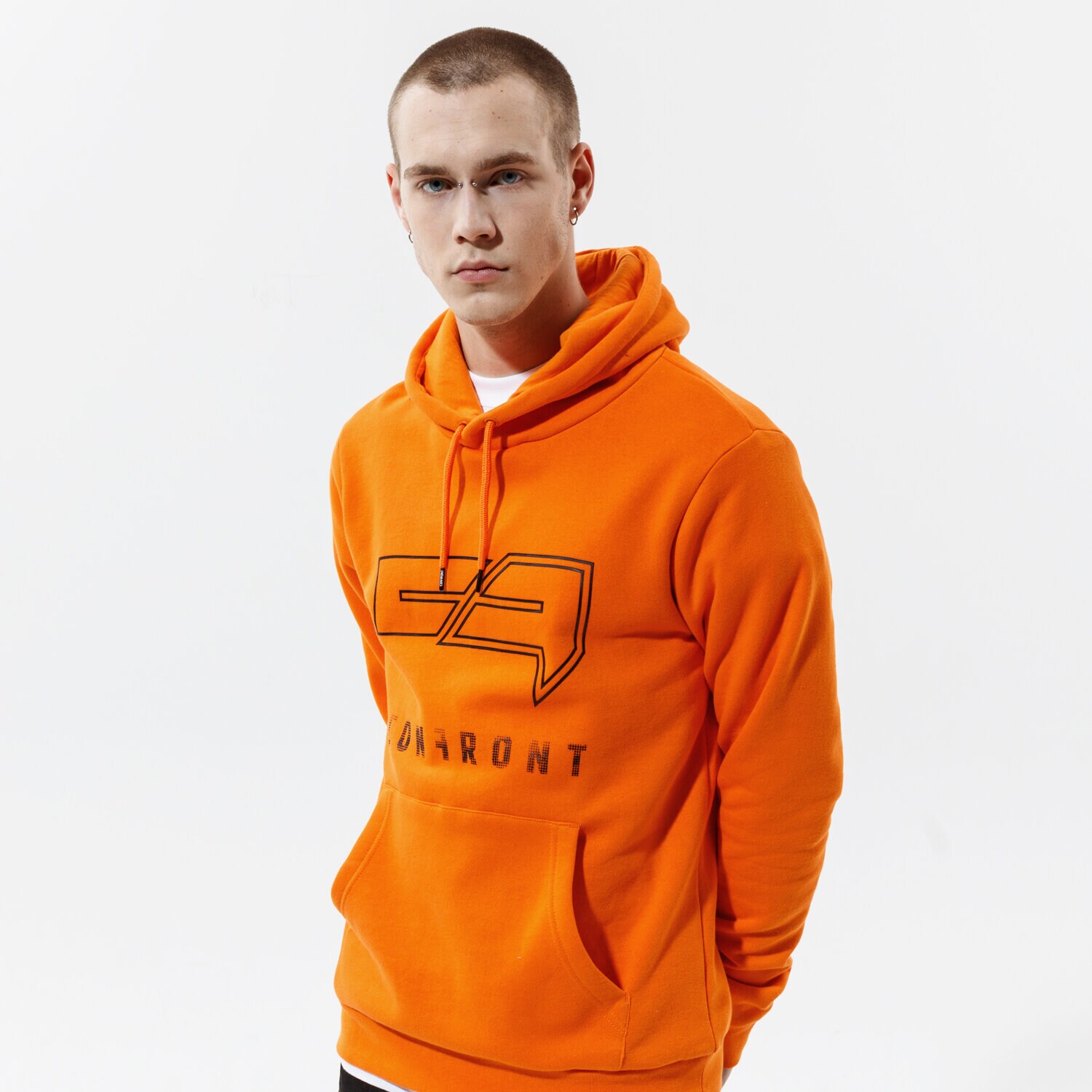 Bărbați bluză CONFRONT BLUZĂ CU GLUGĂ BIG LOGO HOODY ORA CF121BLM24004 Portocaliu