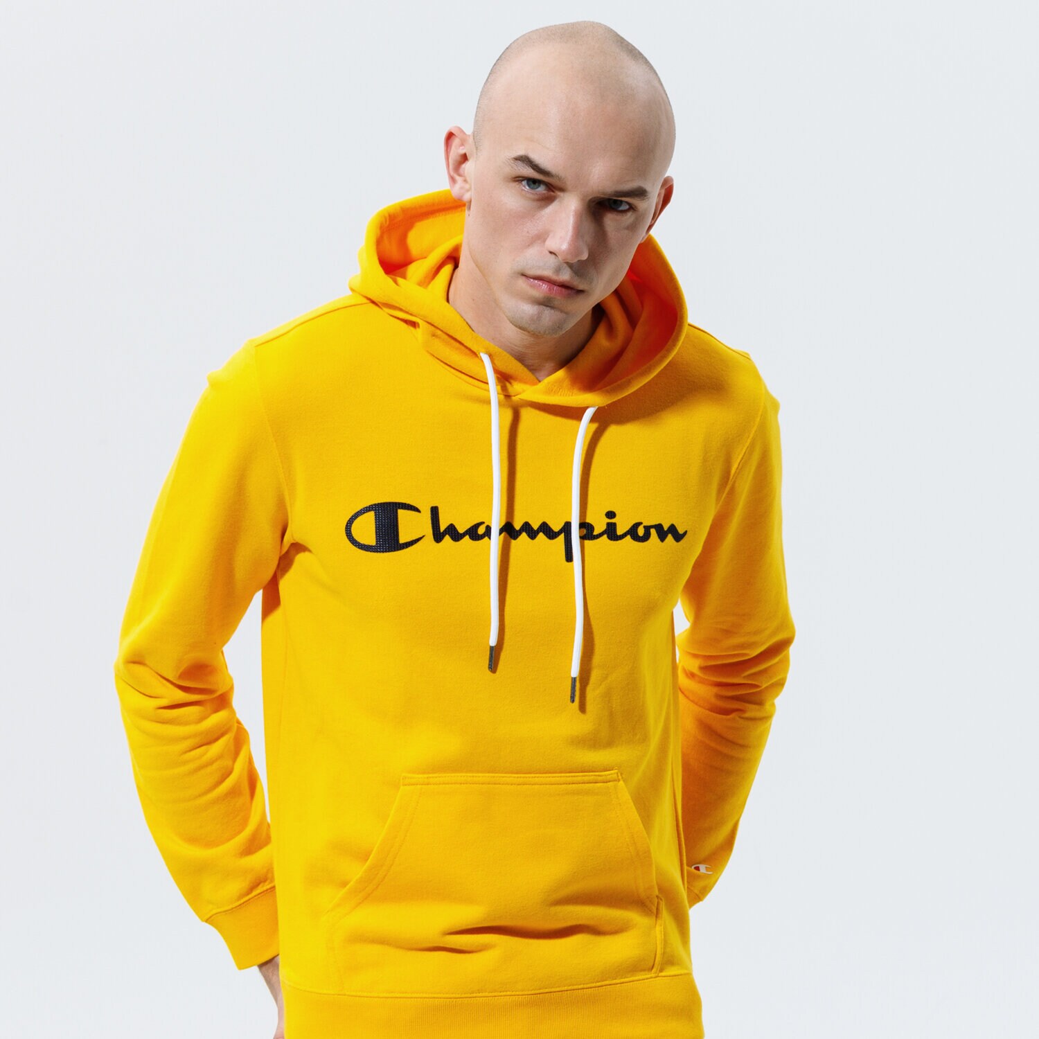 Bărbați bluză CHAMPION BLUZĂ CU GLUGĂ HOODED SWEATSHIRT 214138YS058 Galben