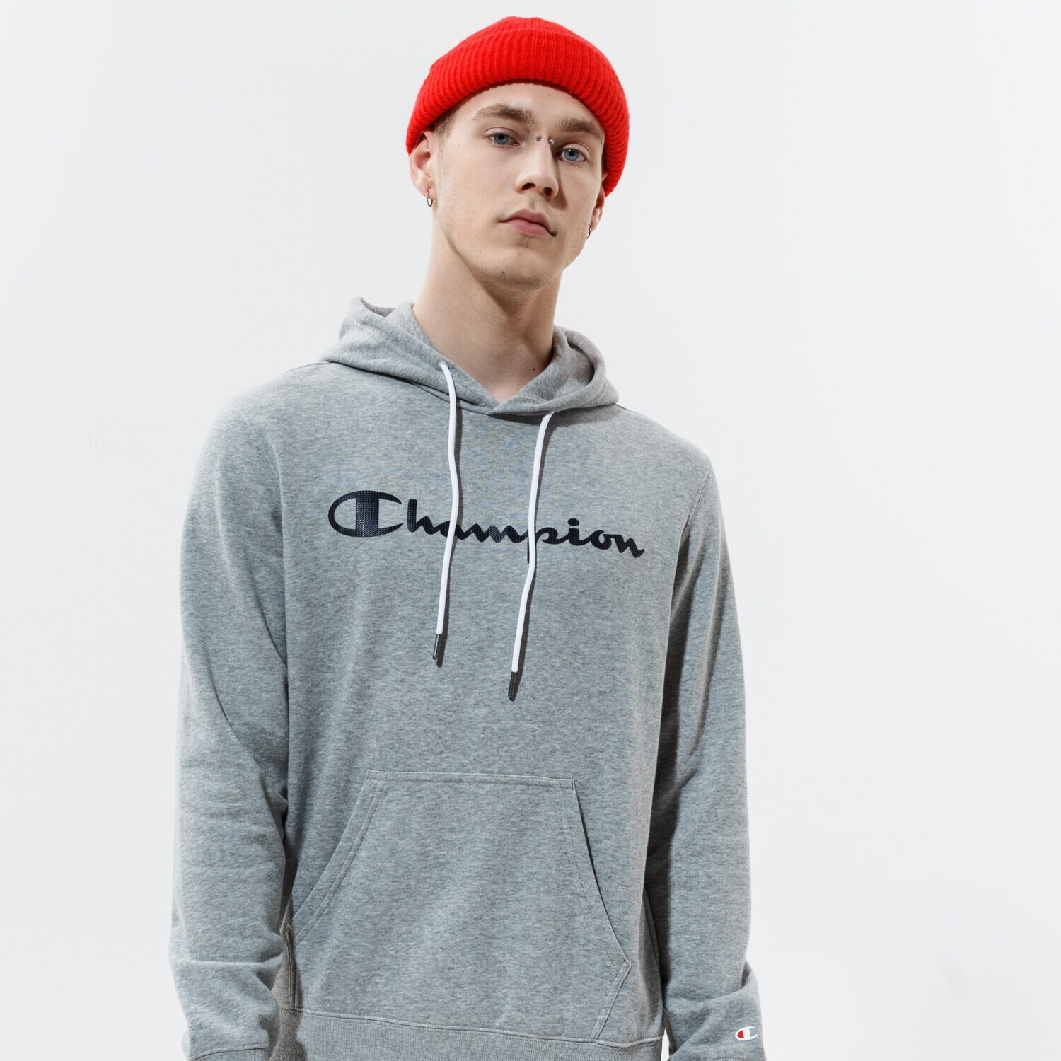 Bărbați bluză CHAMPION BLUZĂ CU GLUGĂ HOODED SWEATSHIRT 214138EM006 Gri