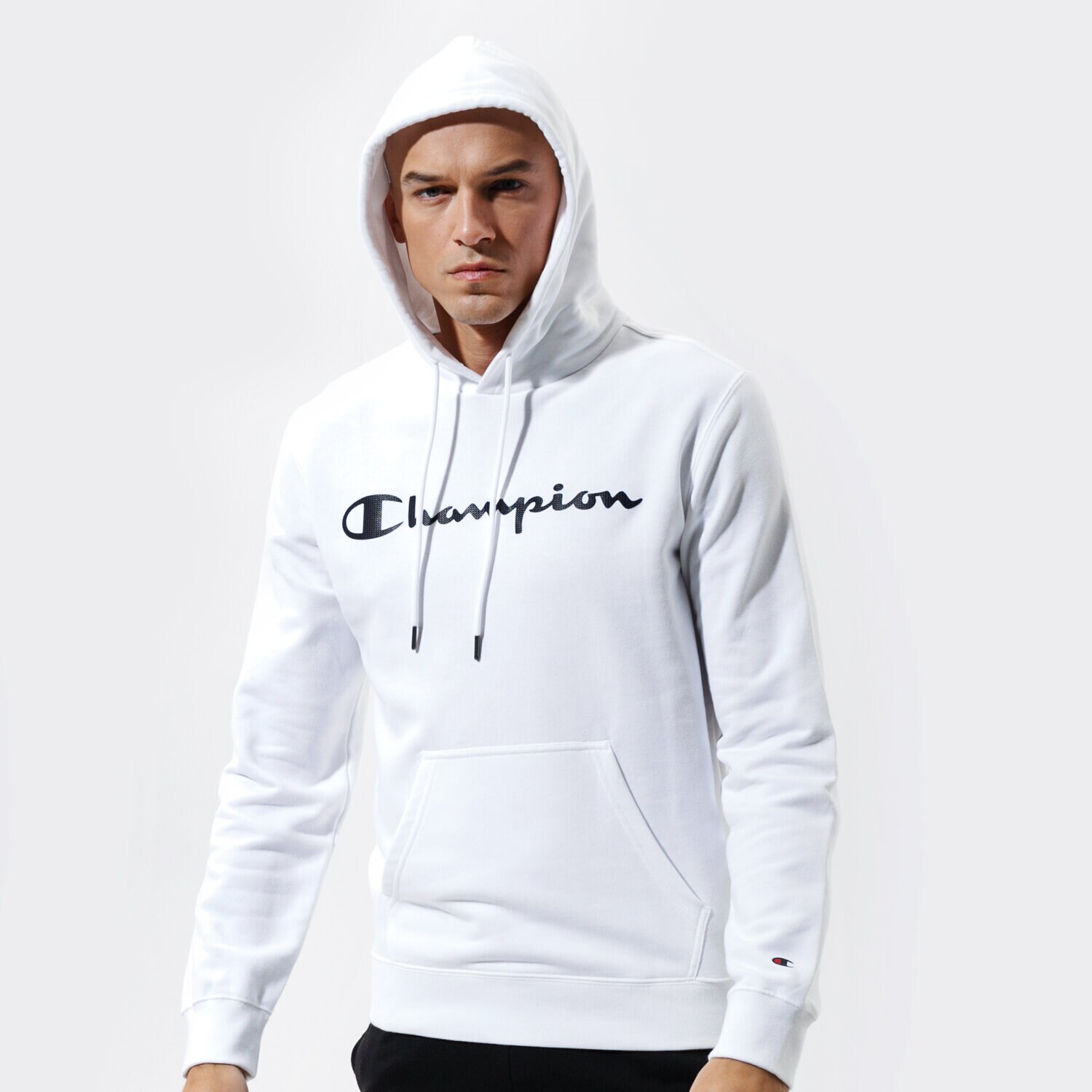Bărbați bluză CHAMPION BLUZĂ CU GLUGĂ HOODED SWEATSHIRT 214138WW001 Alb