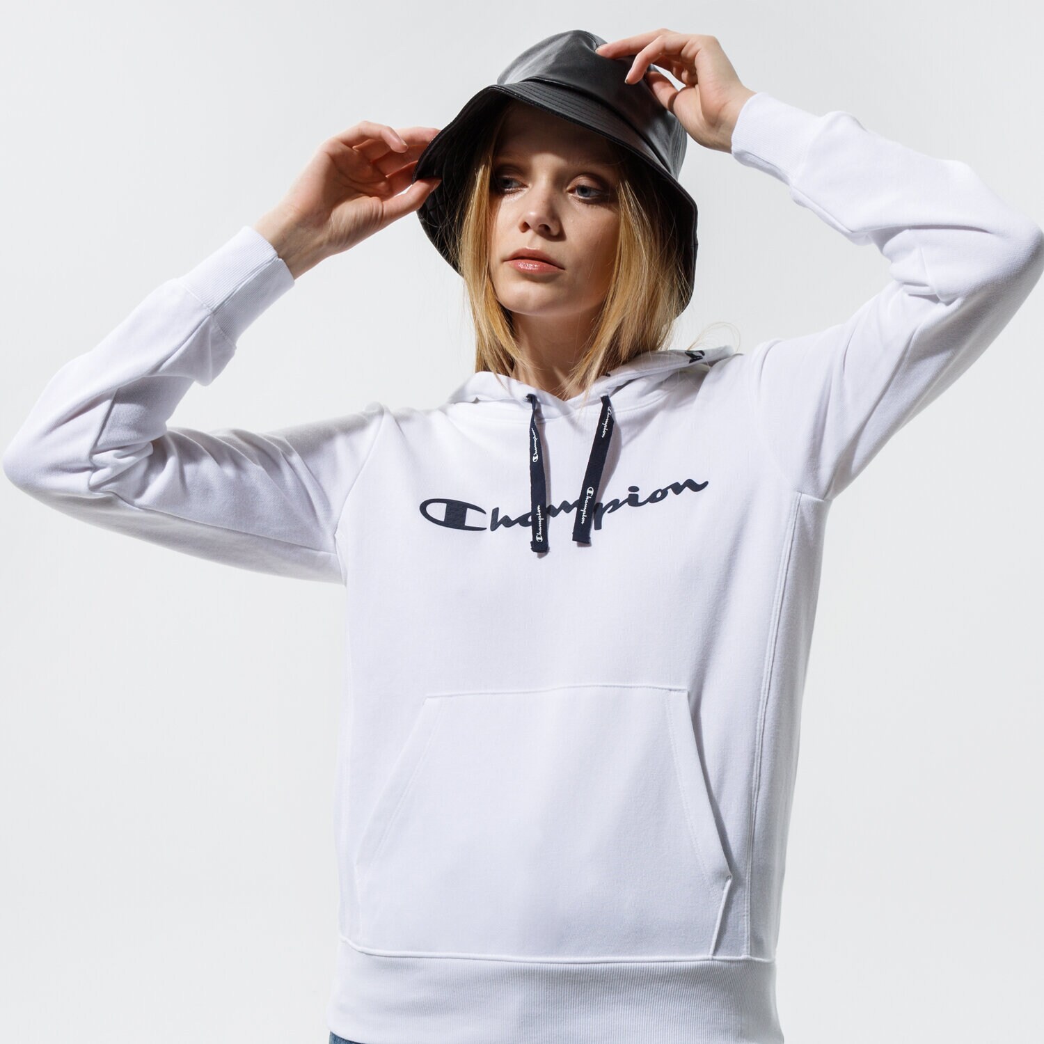 Femei bluză CHAMPION BLUZĂ CU GLUGĂ HOODED SWEATSHIRT 112580WW001 Alb