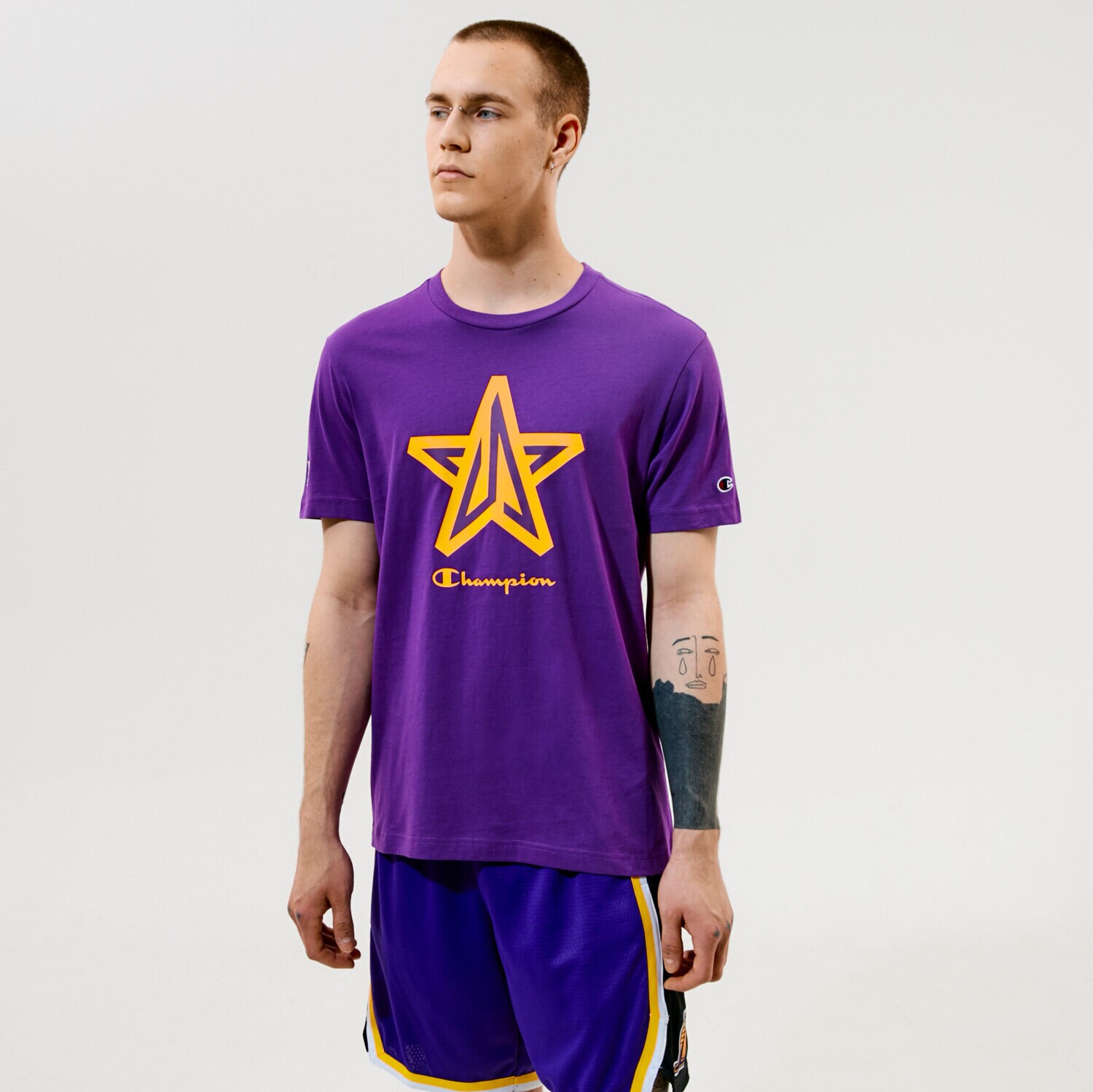 Bărbați tricou CHAMPION TRICOU CREWNECK TRICOU 215004VS009 Violet