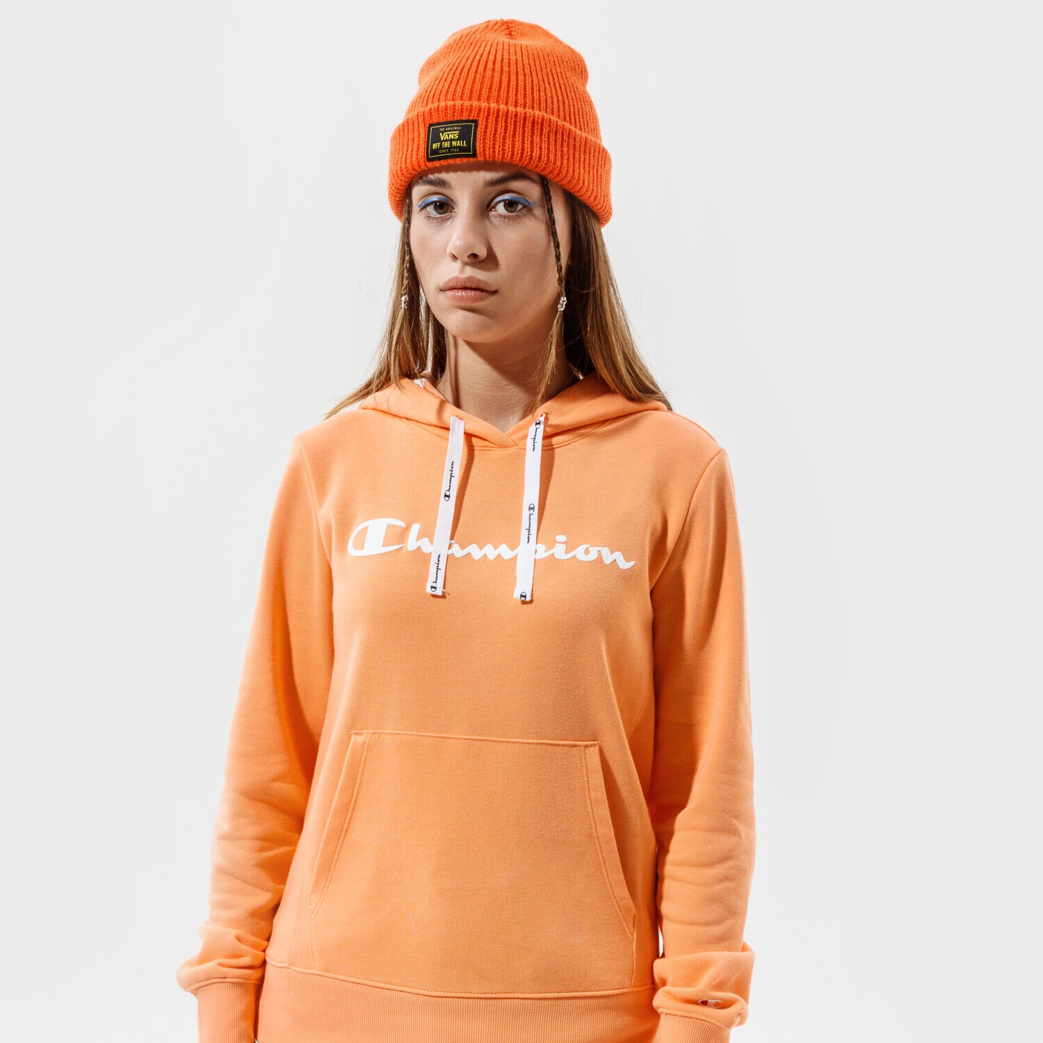 Femei bluză CHAMPION BLUZĂ CU GLUGĂ HOODED SWEATSHIRT 112580PS122 Portocaliu