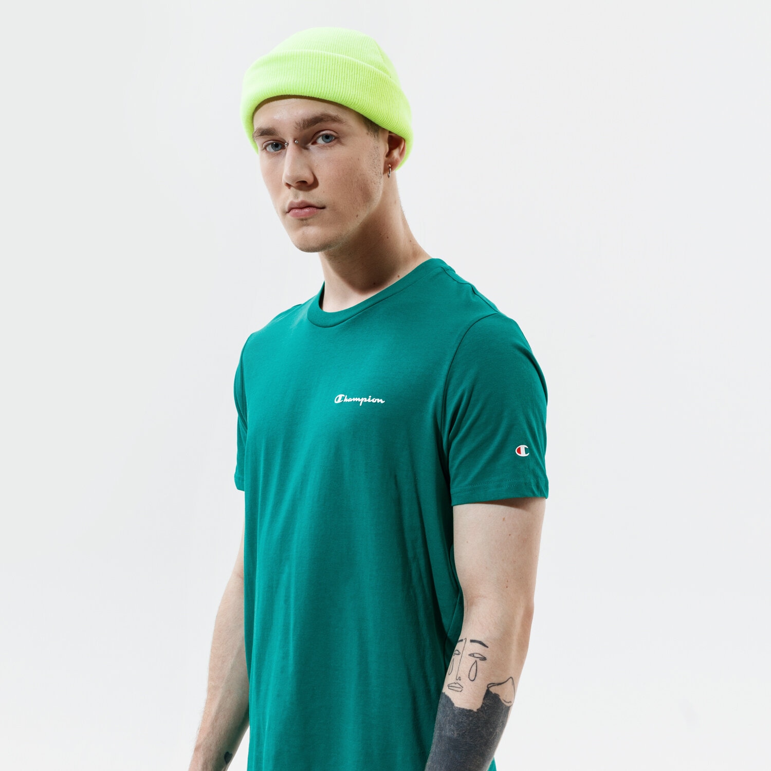 Bărbați tricou CHAMPION TRICOU CREWNECK TRICOU 214153GS040 Verde