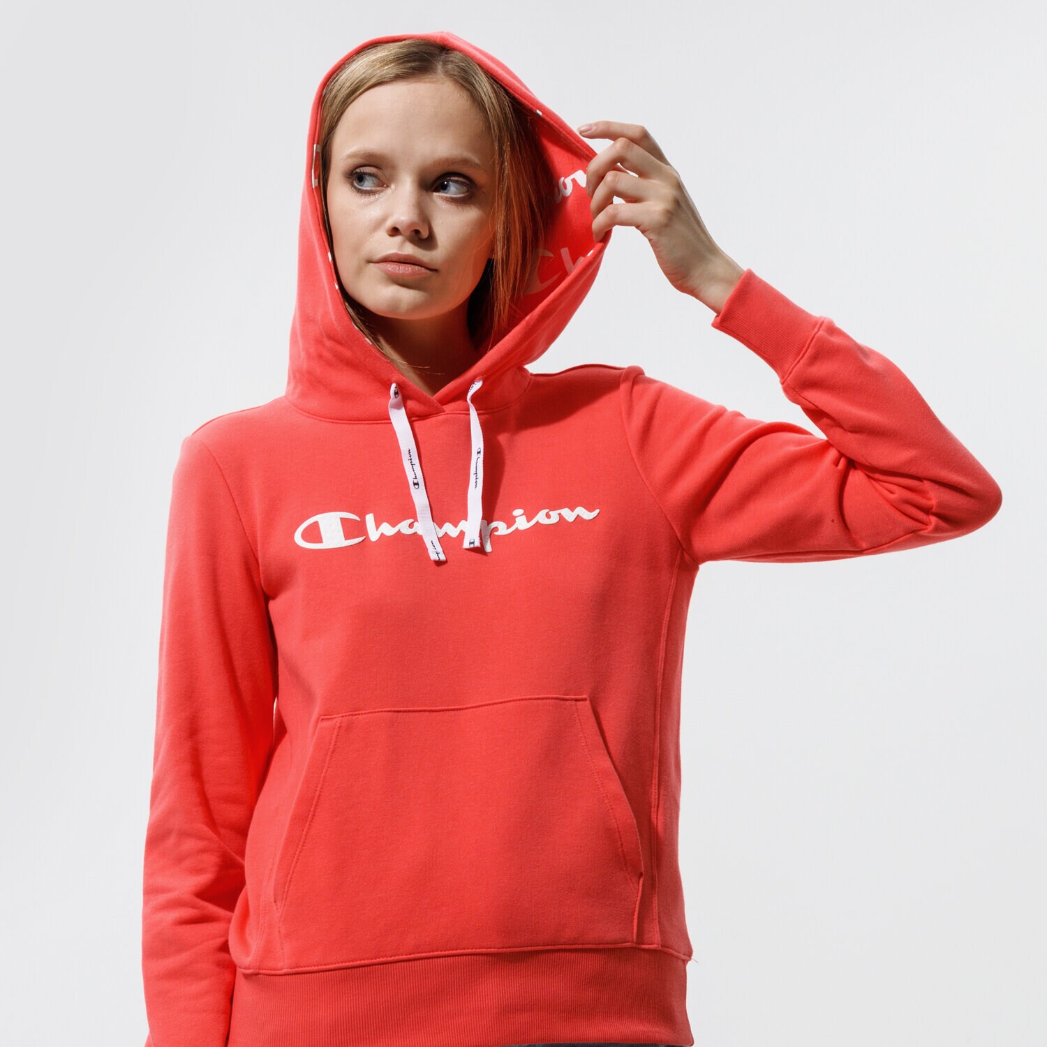 Femei bluză CHAMPION BLUZĂ CU GLUGĂ HOODED SWEATSHIRT 112580PS004 corai