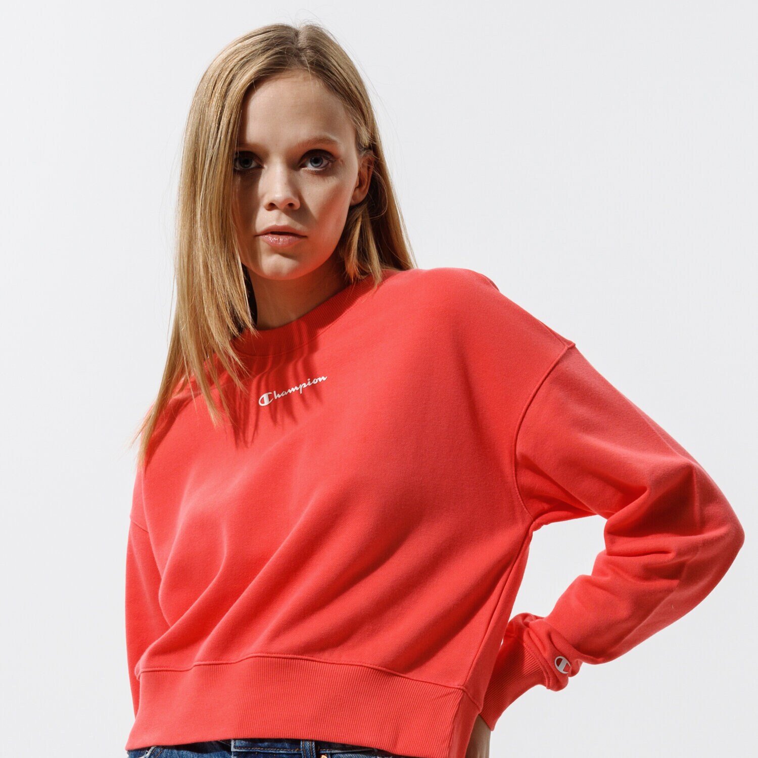 Femei bluză CHAMPION BLUZĂ CREWNECK SWEATSHIRT 112588PS004 corai