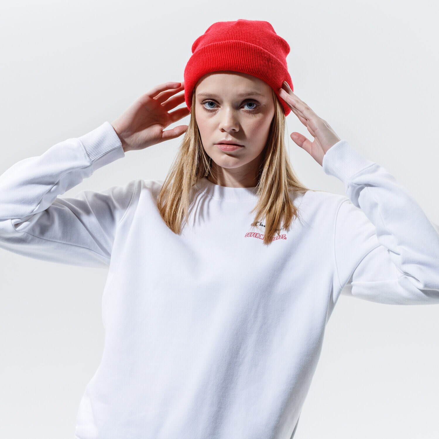 Femei bluză CHAMPION BLUZĂ CREWNECK SWEATSHIRT 114712WW001 Alb