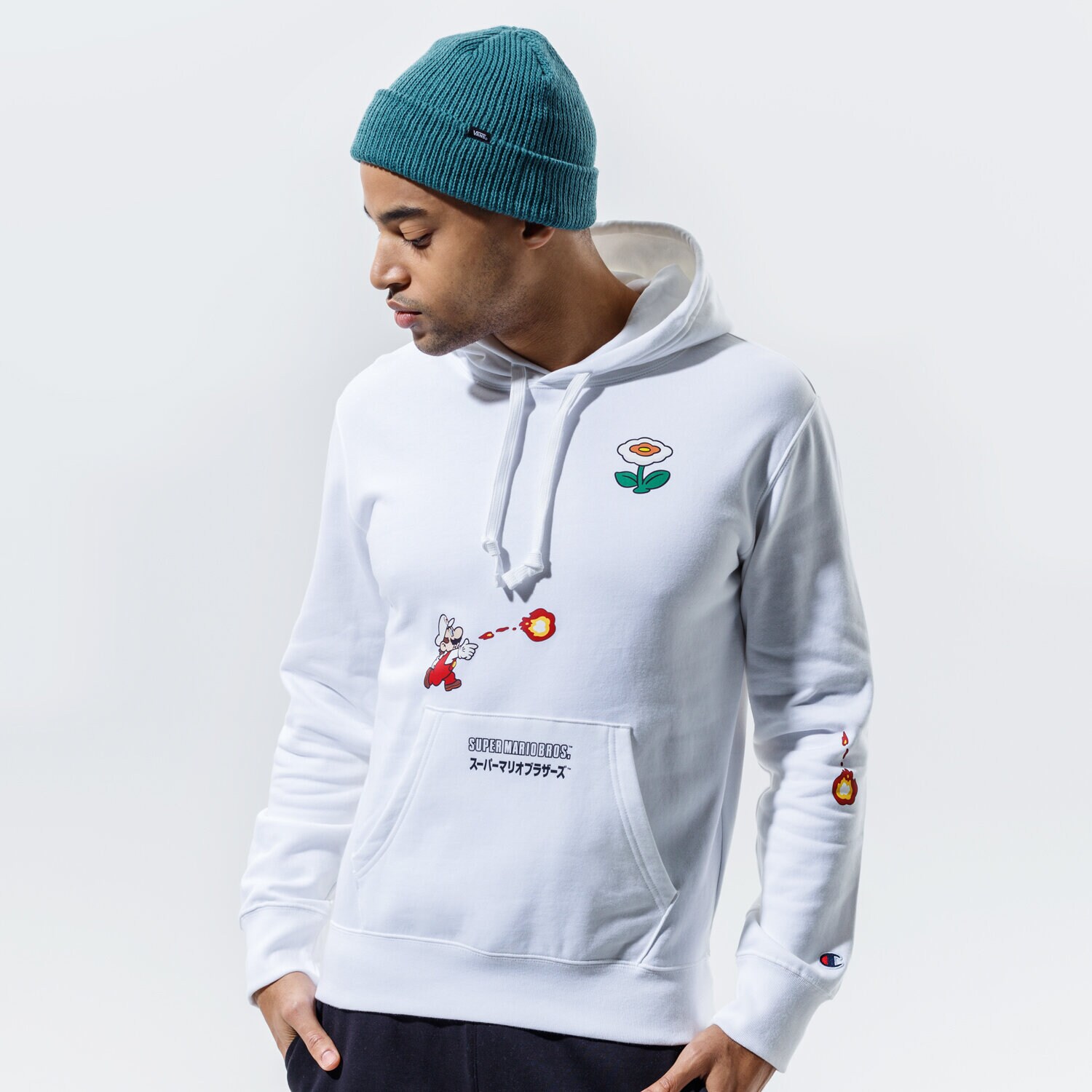 Bărbați bluză CHAMPION BLUZĂ CU GLUGĂ HOODED SWEATSHIRT 216868WW001 Alb