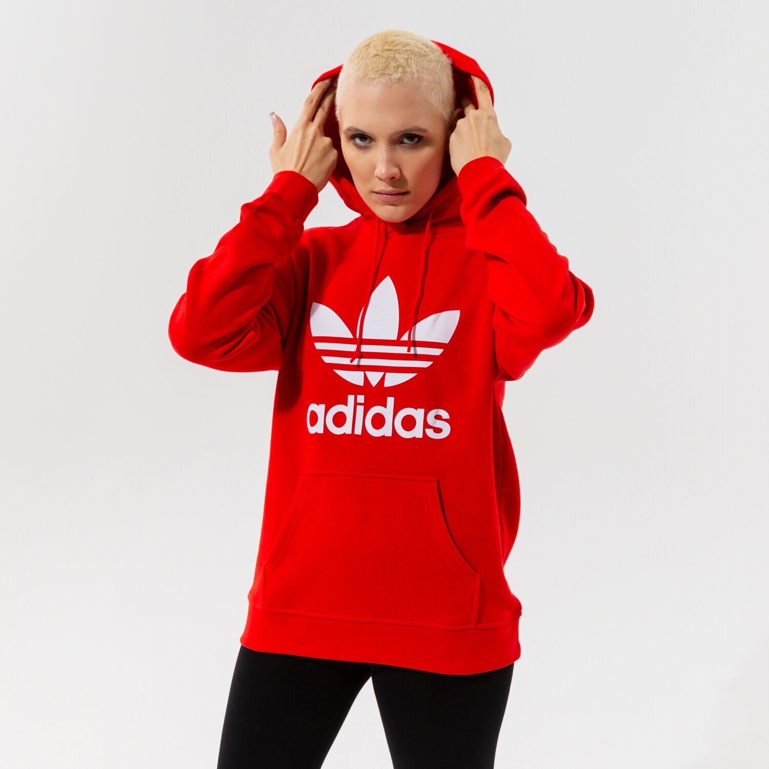 Femei bluză ADIDAS BLUZĂ CU GLUGĂ TRF HOODIE H33588 Roșu