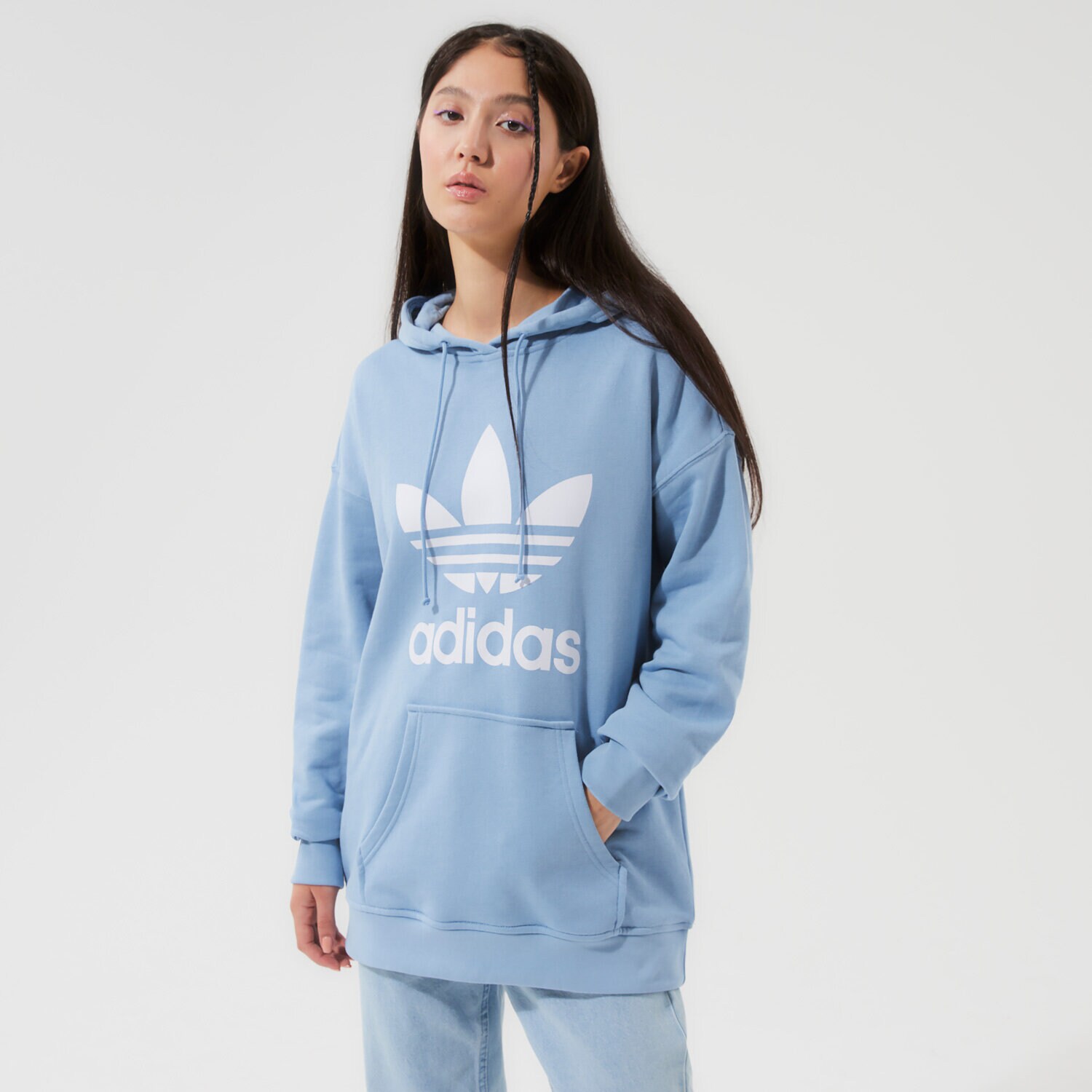 Femei bluză ADIDAS BLUZĂ CU GLUGĂ TRF HOODIE H33585 Albastru