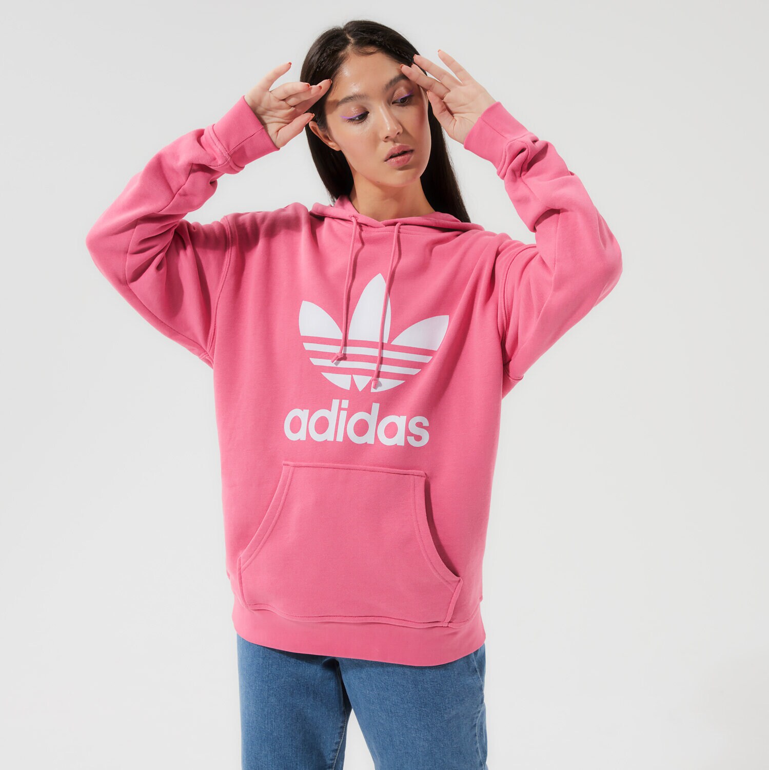 Femei bluză ADIDAS BLUZĂ CU GLUGĂ TRF HOODIE H33587 Roz