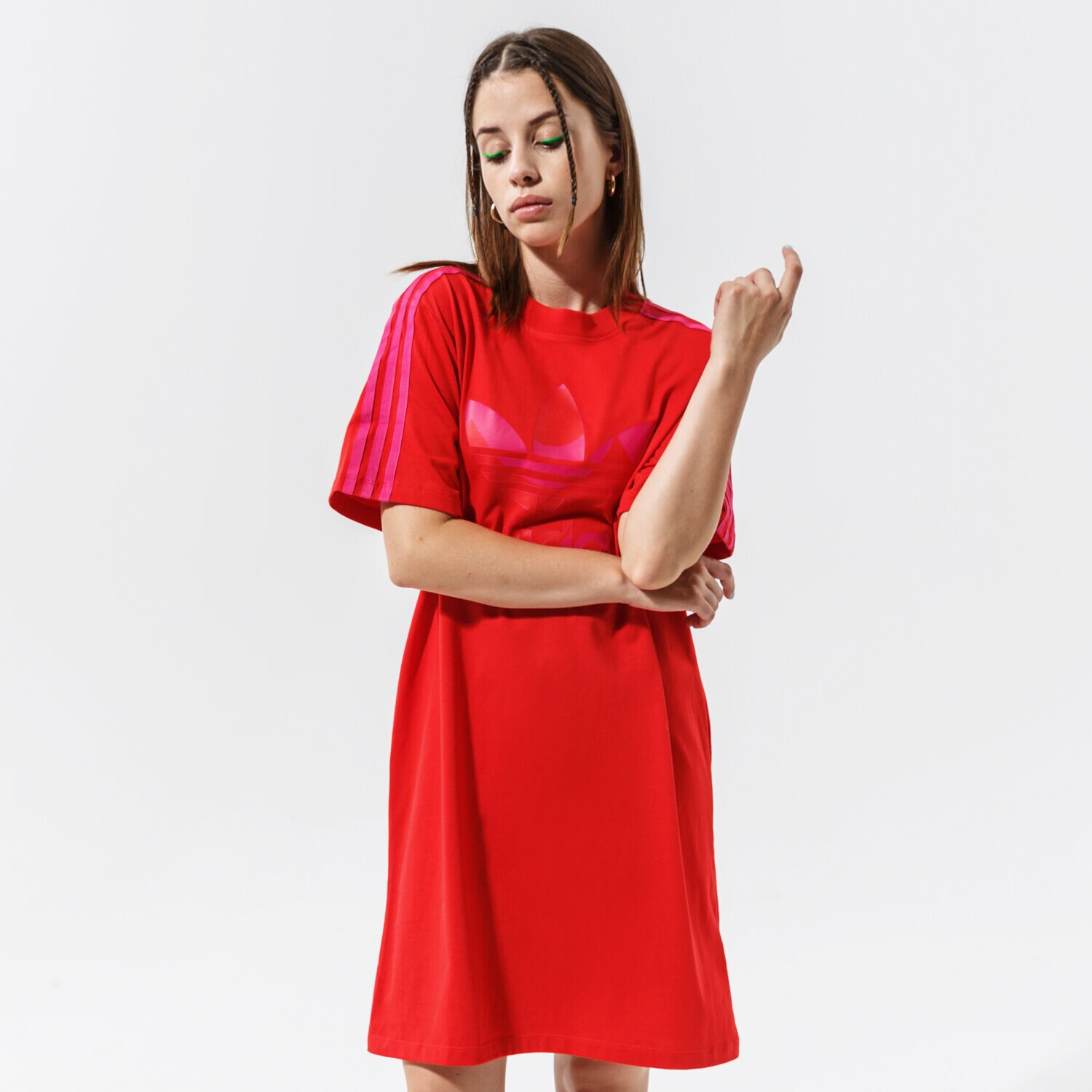 Femei rochii și fuste ADIDAS ROCHIE TEE TRENINGS H20486 Roșu