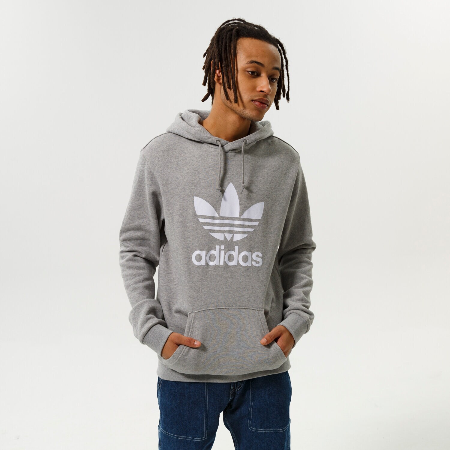 Bărbați bluză ADIDAS BLUZĂ CU GLUGĂ TREFOIL HOODY H06669 Gri